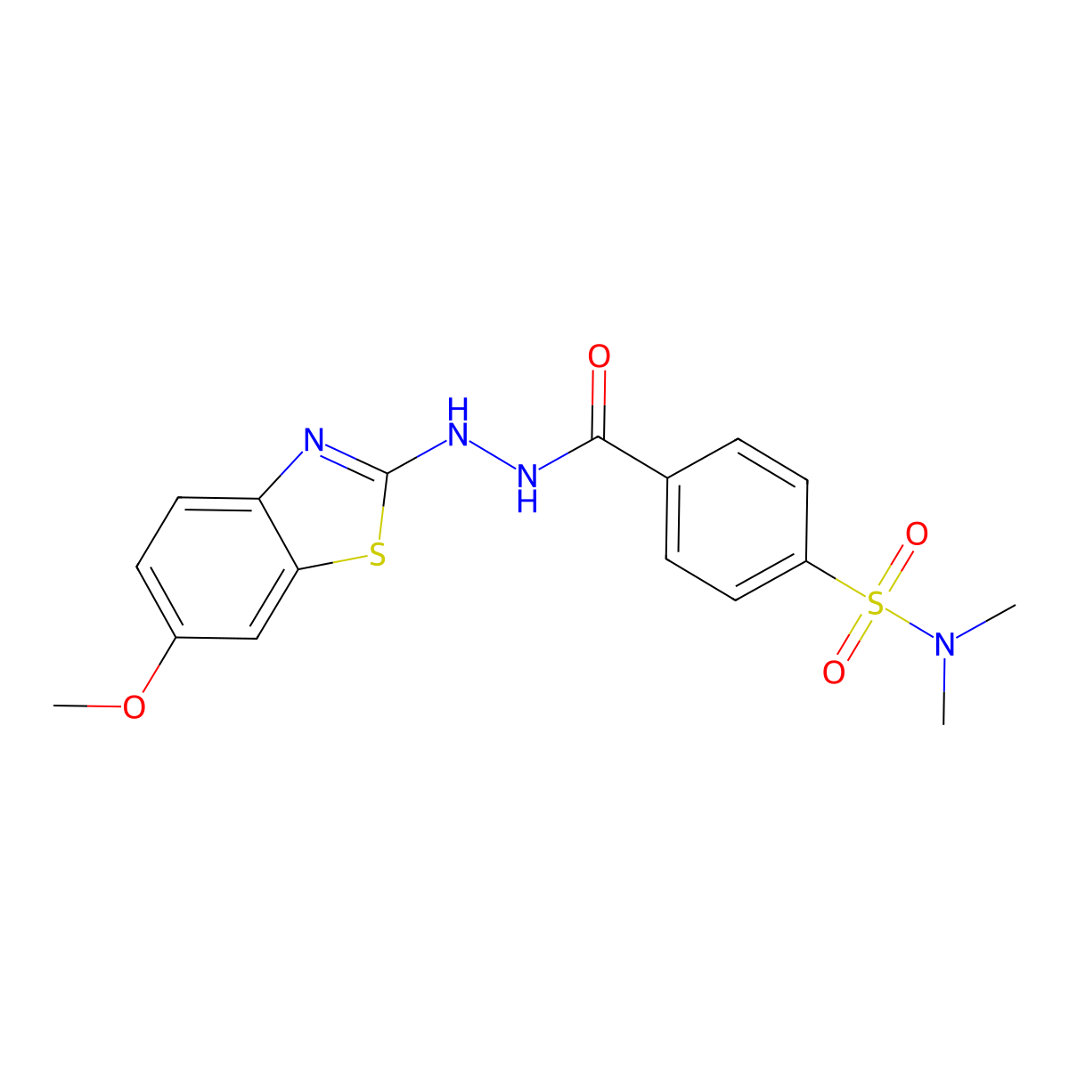 4-(2-(6-methoxybenzo[d]thiazol-2-yl)hydrazinecarbonyl)-N,N-dimethylbenzenesulfonamide molecular structure, CAS 851979-76-5