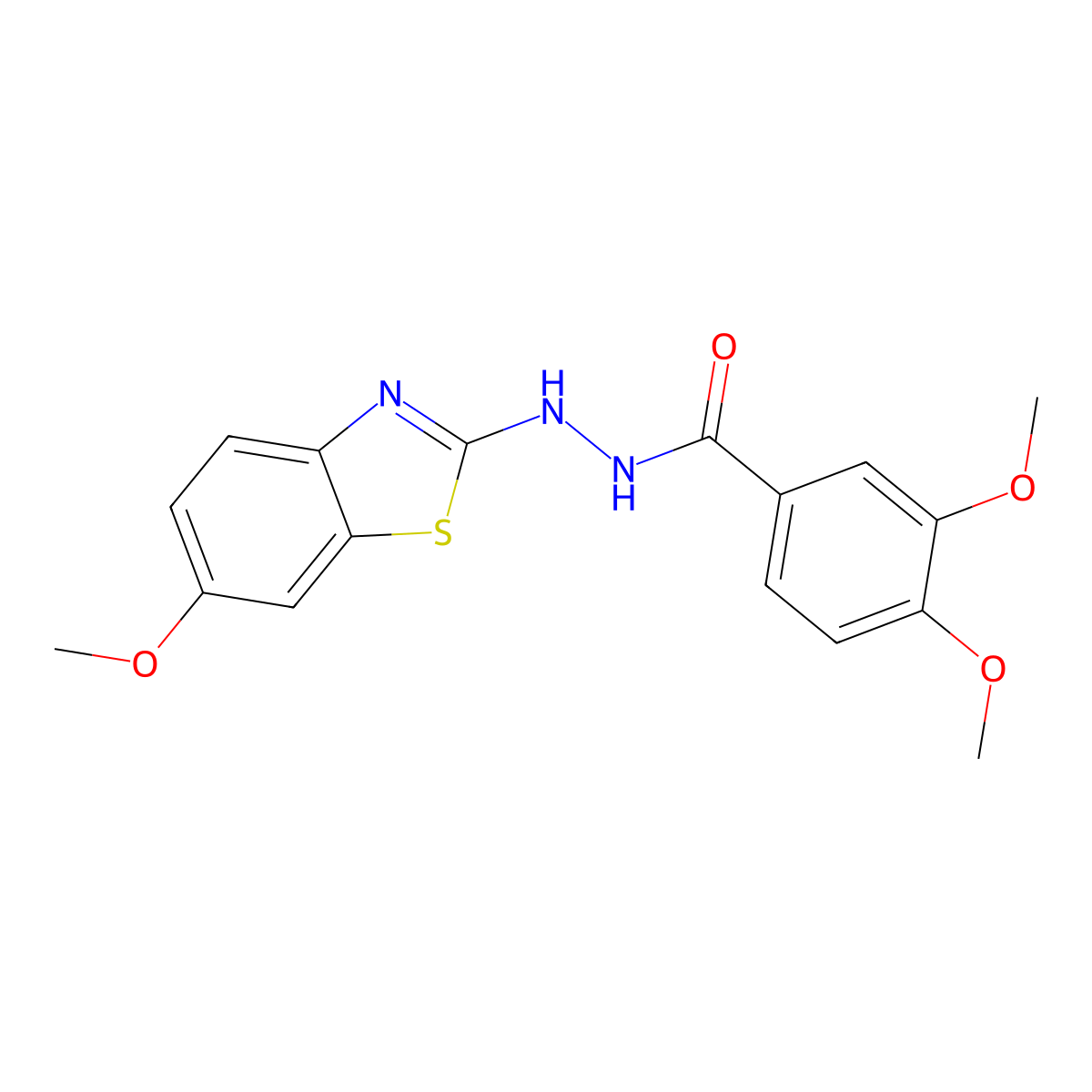 3,4-dimethoxy-N'-(6-methoxy-1,3-benzothiazol-2-yl)benzohydrazide molecular structure, CAS 851979-77-6