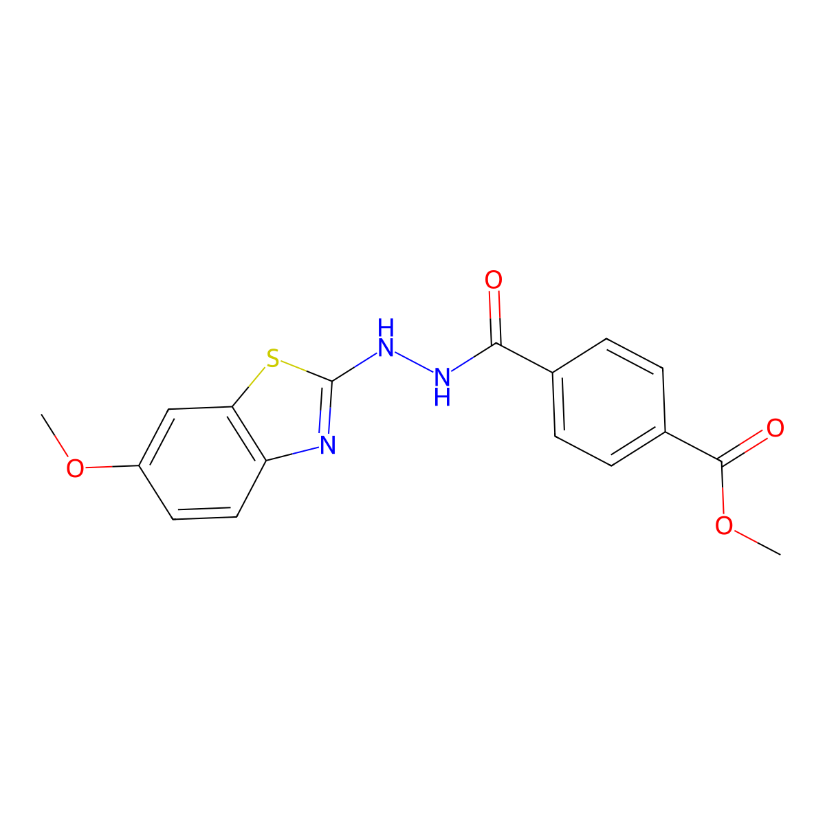 Methyl 4-(2-(6-methoxybenzo[d]thiazol-2-yl)hydrazinecarbonyl)benzoate molecular structure, CAS 851979-83-4