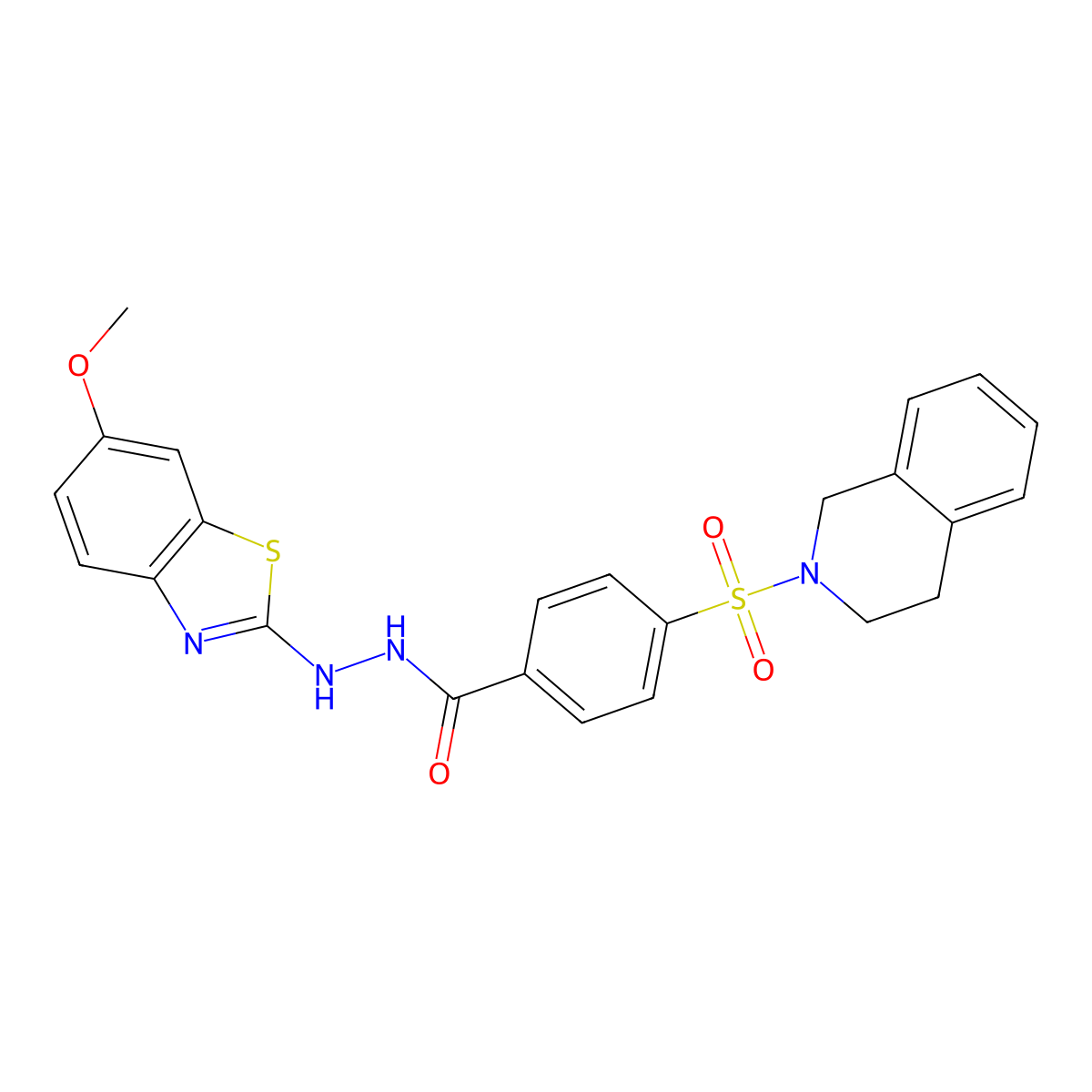 4-((3,4-dihydroisoquinolin-2(1H)-yl)sulfonyl)-N'-(6-methoxybenzo[d]thiazol-2-yl)benzohydrazide molecular structure, CAS 851979-84-5