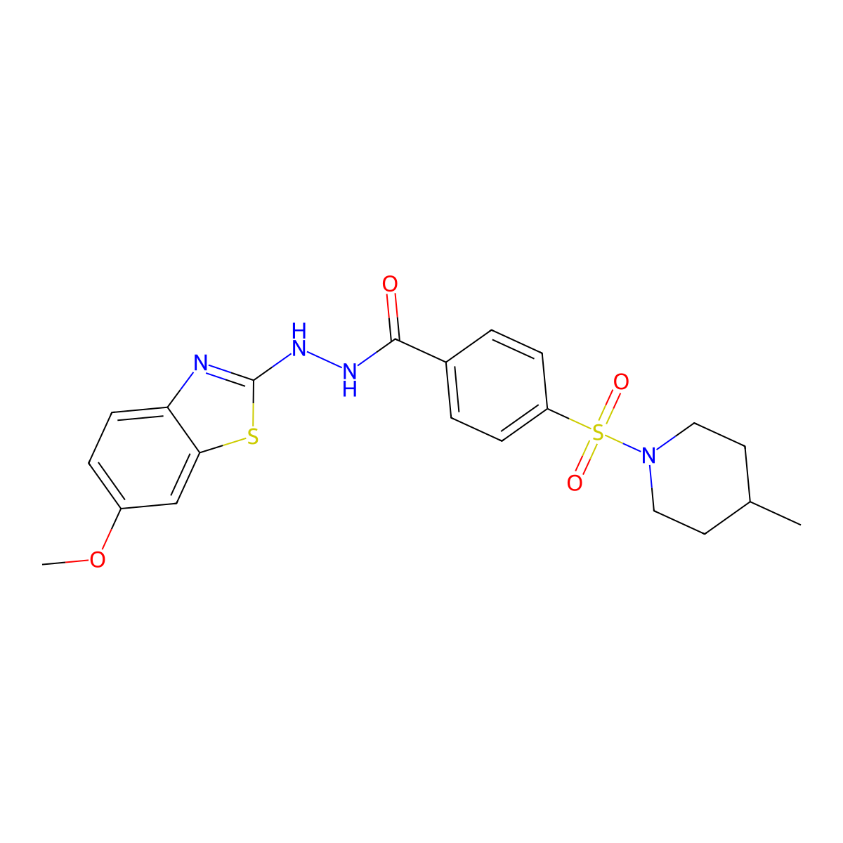 N'-(6-methoxybenzo[d]thiazol-2-yl)-4-((4-methylpiperidin-1-yl)sulfonyl)benzohydrazide molecular structure, CAS 851979-86-7