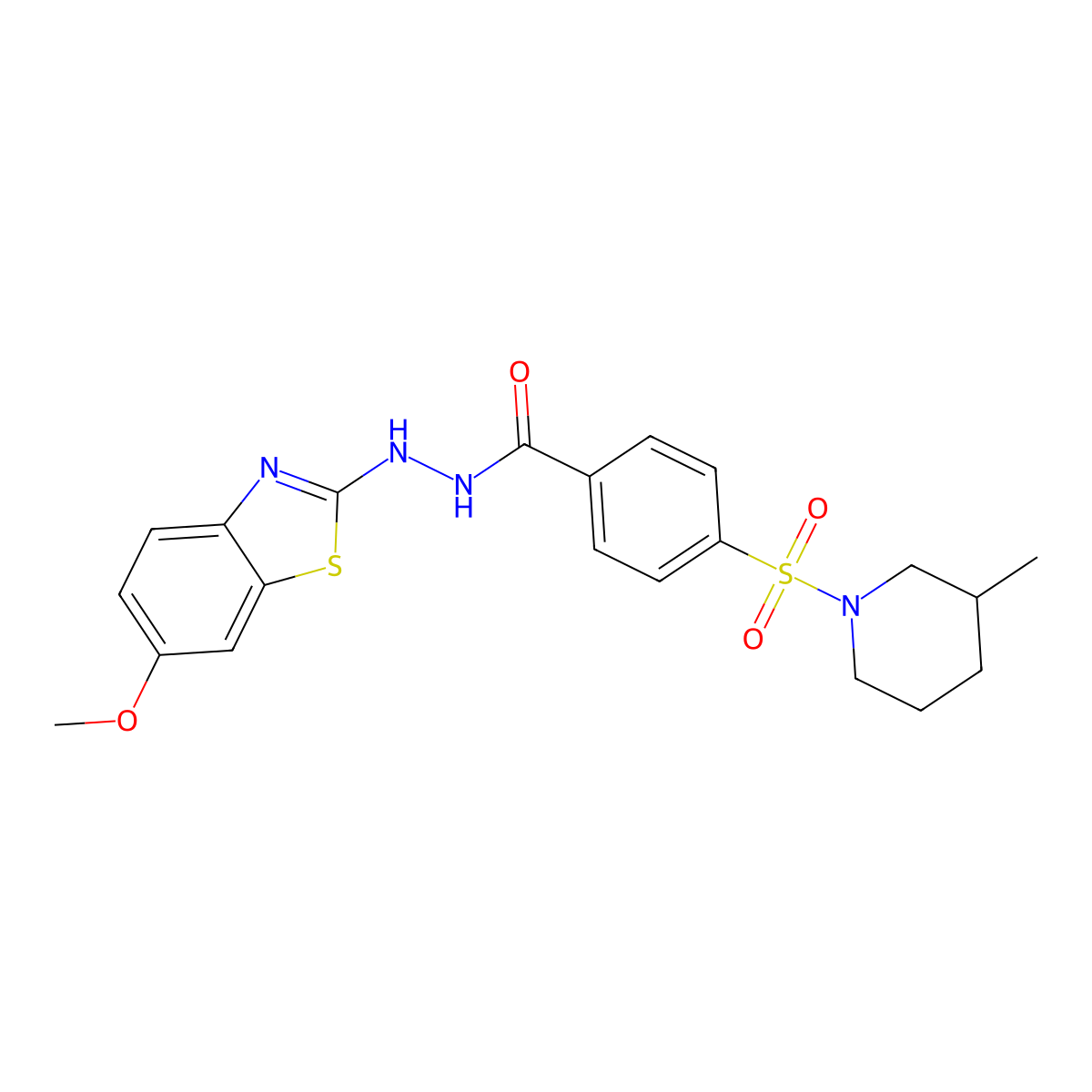 N'-(6-methoxybenzo[d]thiazol-2-yl)-4-((3-methylpiperidin-1-yl)sulfonyl)benzohydrazide molecular structure, CAS 851979-87-8