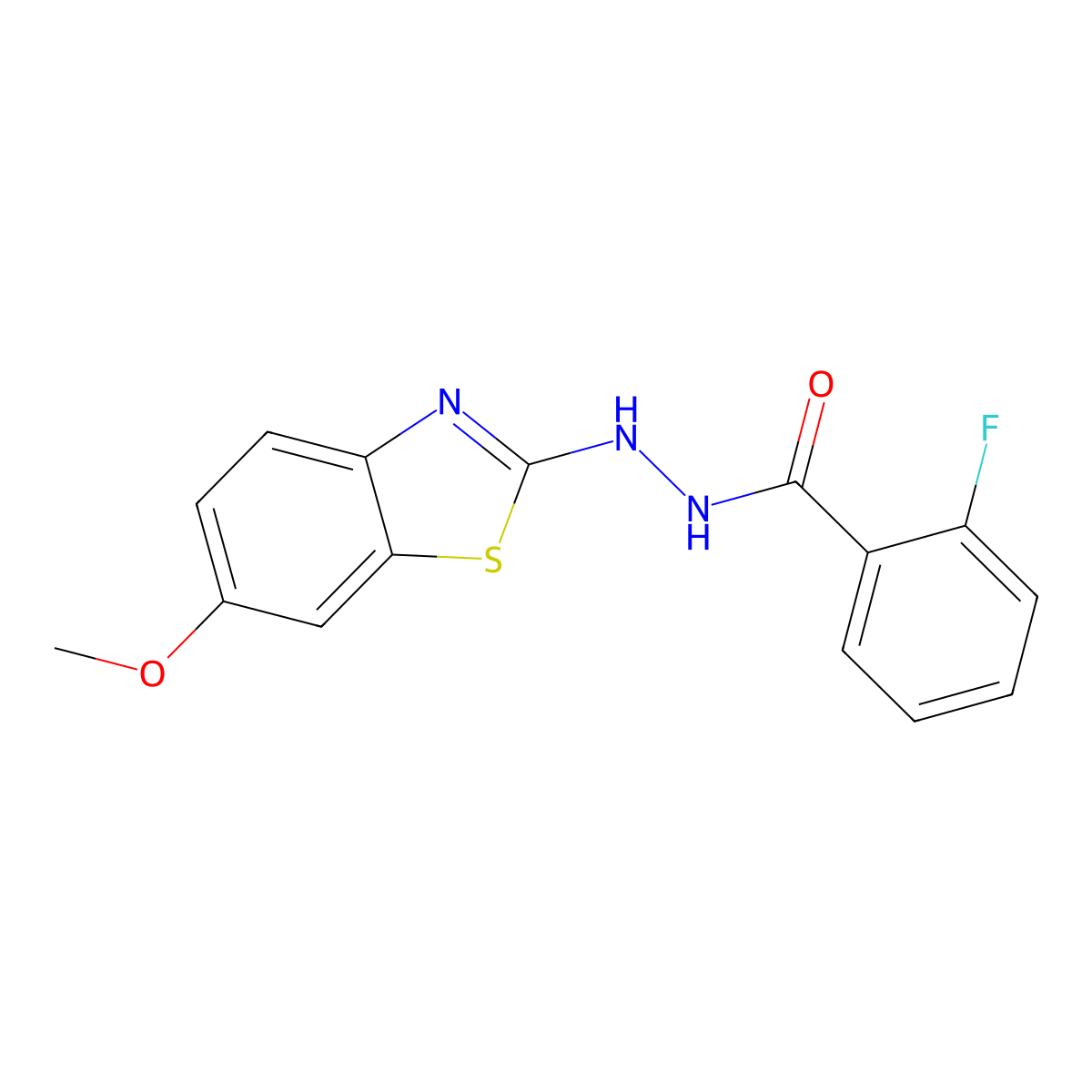 2-fluoro-N'-(6-methoxy-1,3-benzothiazol-2-yl)benzohydrazide molecular structure, CAS 851979-89-0