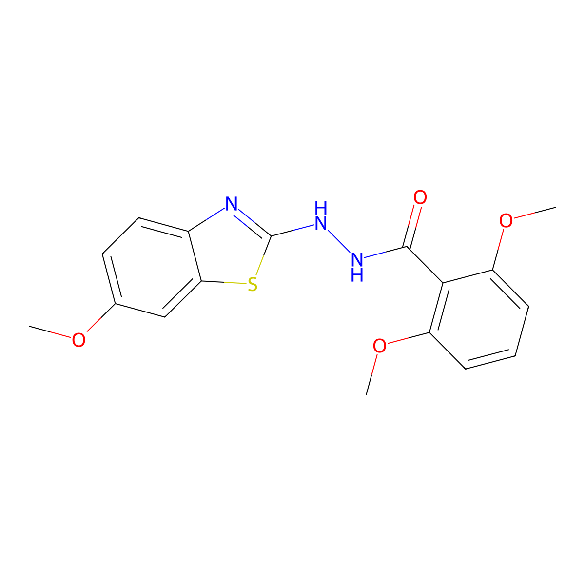 2,6-dimethoxy-N'-(6-methoxy-1,3-benzothiazol-2-yl)benzohydrazide molecular structure, CAS 851979-92-5