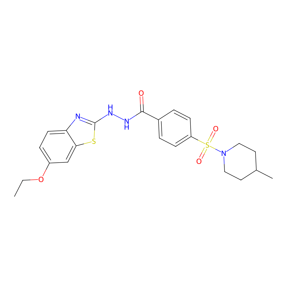 N'-(6-ethoxybenzo[d]thiazol-2-yl)-4-((4-methylpiperidin-1-yl)sulfonyl)benzohydrazide molecular structure, CAS 851979-97-0