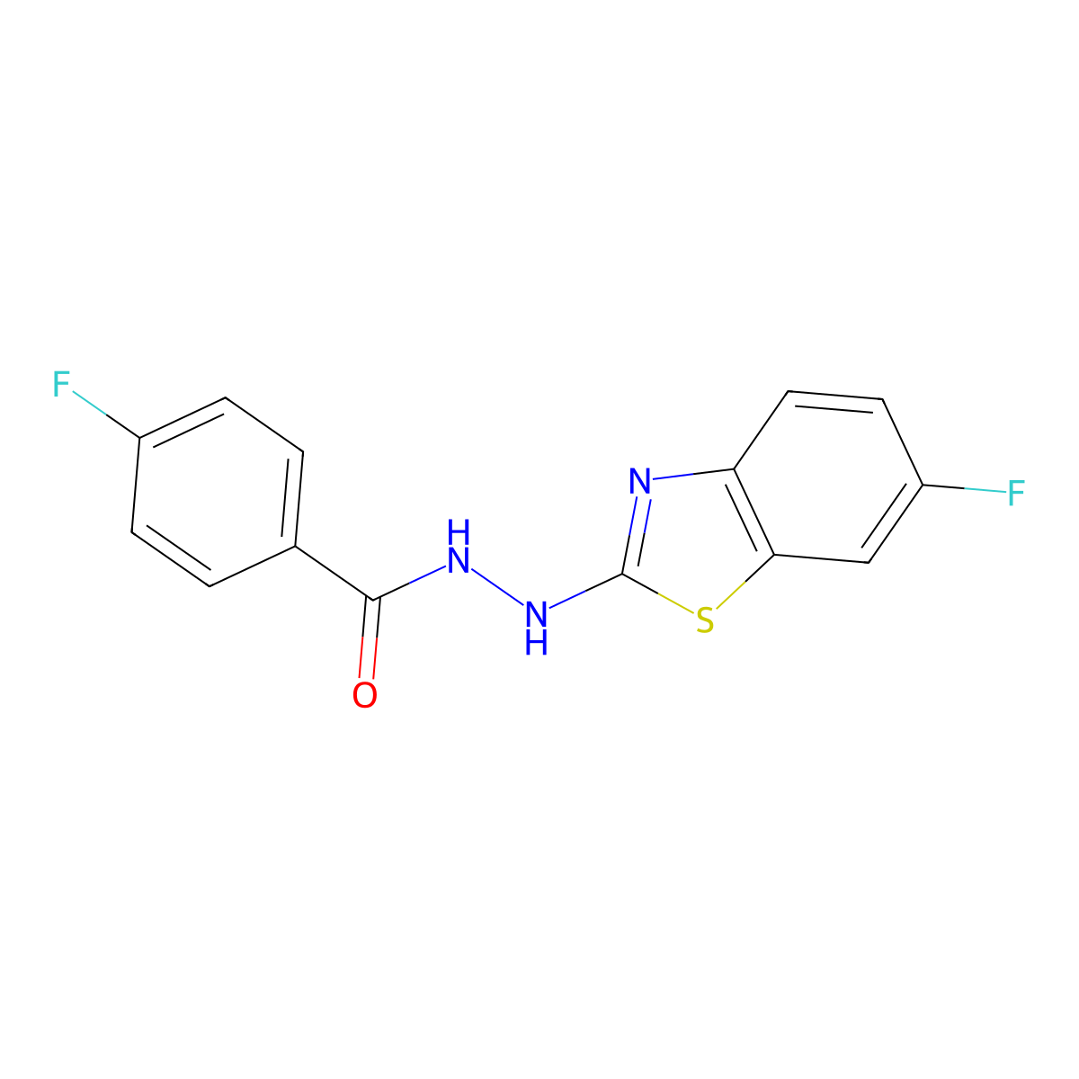 4-fluoro-N'-(6-fluoro-1,3-benzothiazol-2-yl)benzohydrazide molecular structure, CAS 851979-99-2