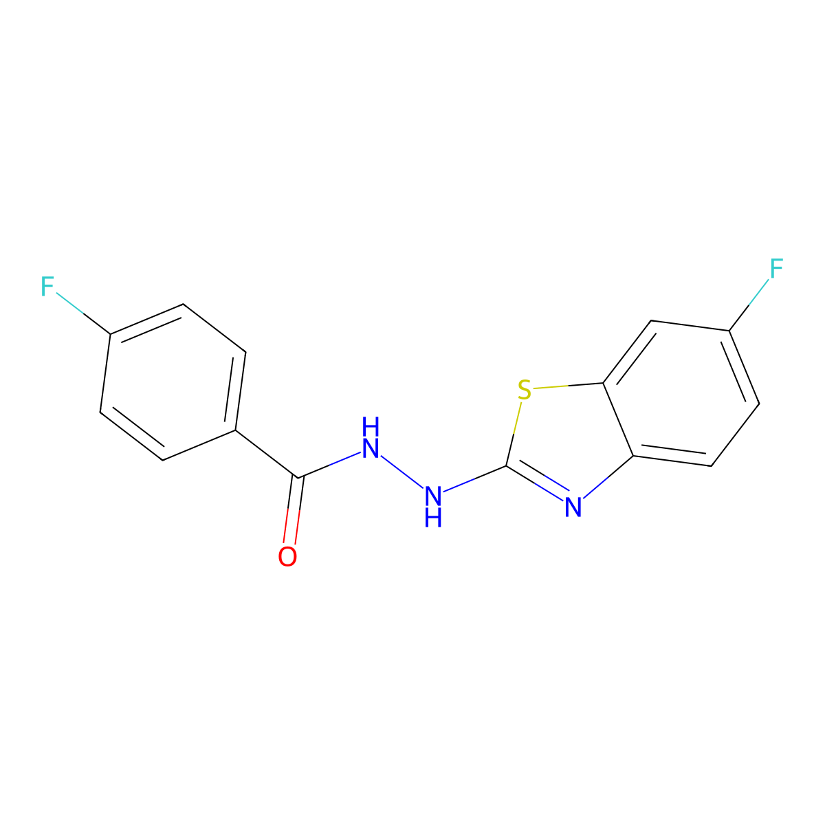 4-fluoro-N'-(6-fluoro-1,3-benzothiazol-2-yl)benzohydrazide molecular structure, CAS 851979-99-2