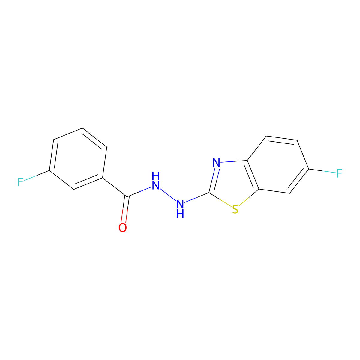 3-fluoro-N'-(6-fluoro-1,3-benzothiazol-2-yl)benzohydrazide molecular structure, CAS 851980-00-2