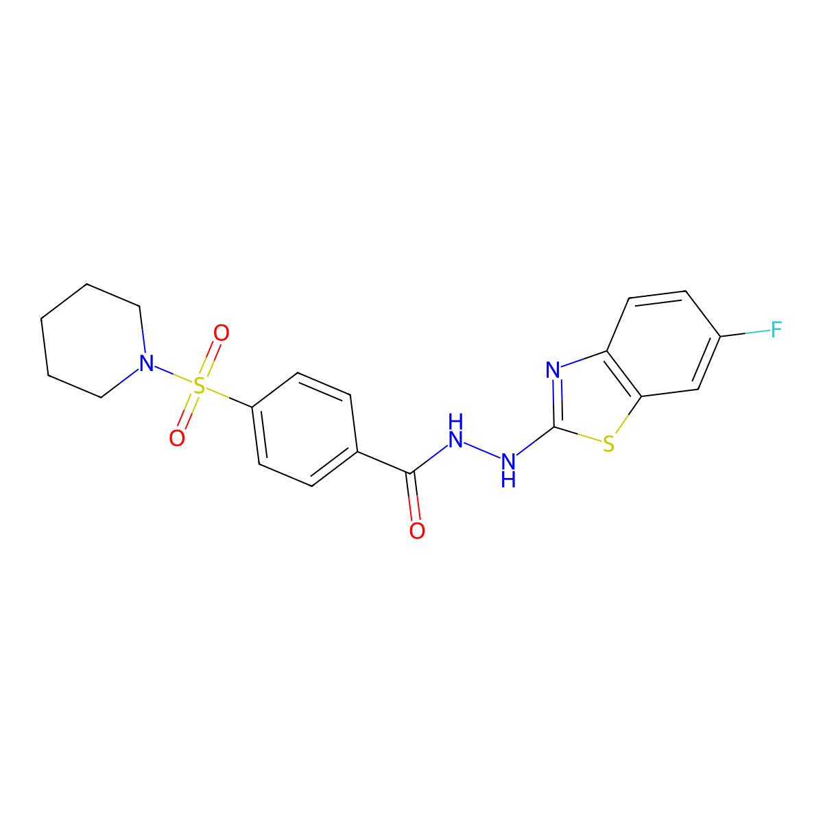 N'-(6-fluorobenzo[d]thiazol-2-yl)-4-(piperidin-1-ylsulfonyl)benzohydrazide molecular structure, CAS 851980-03-5