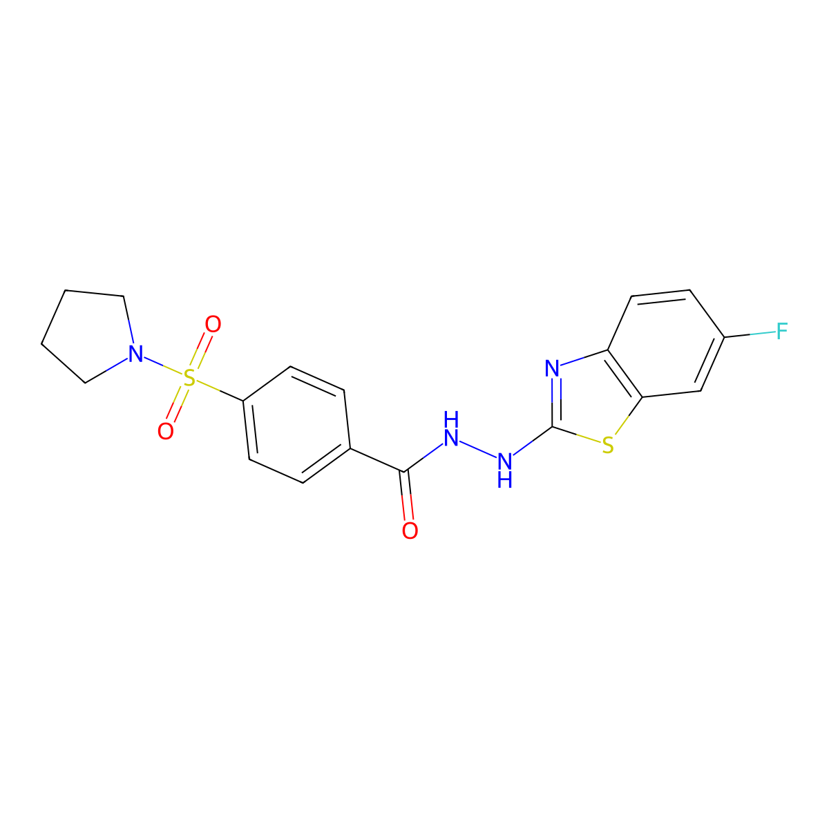 N'-(6-fluorobenzo[d]thiazol-2-yl)-4-(pyrrolidin-1-ylsulfonyl)benzohydrazide molecular structure, CAS 851980-04-6