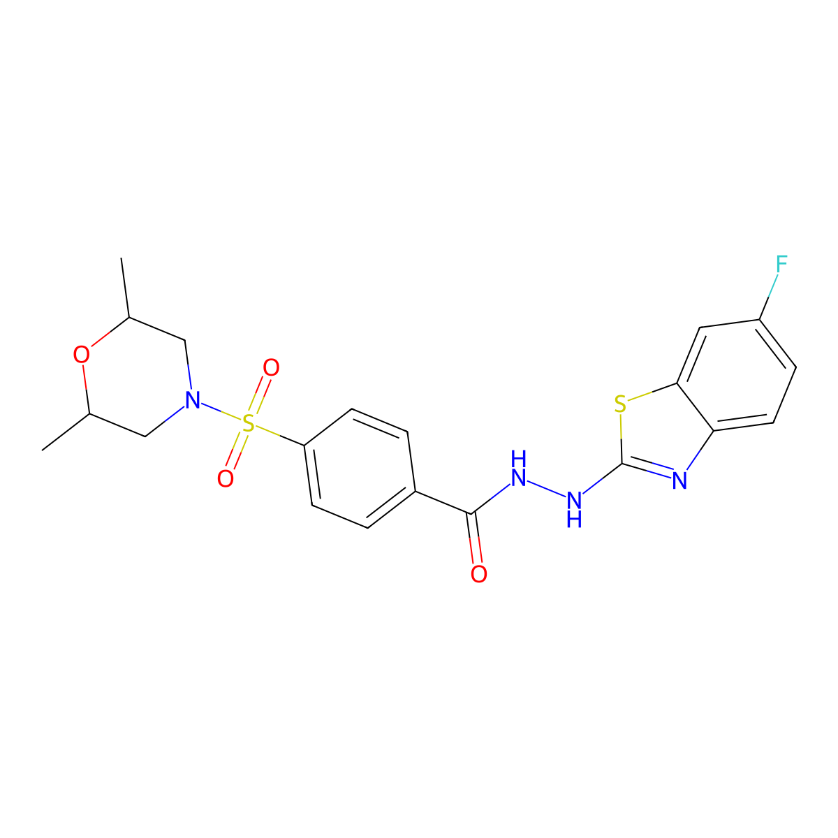 4-((2,6-dimethylmorpholino)sulfonyl)-N'-(6-fluorobenzo[d]thiazol-2-yl)benzohydrazide molecular structure, CAS 851980-07-9