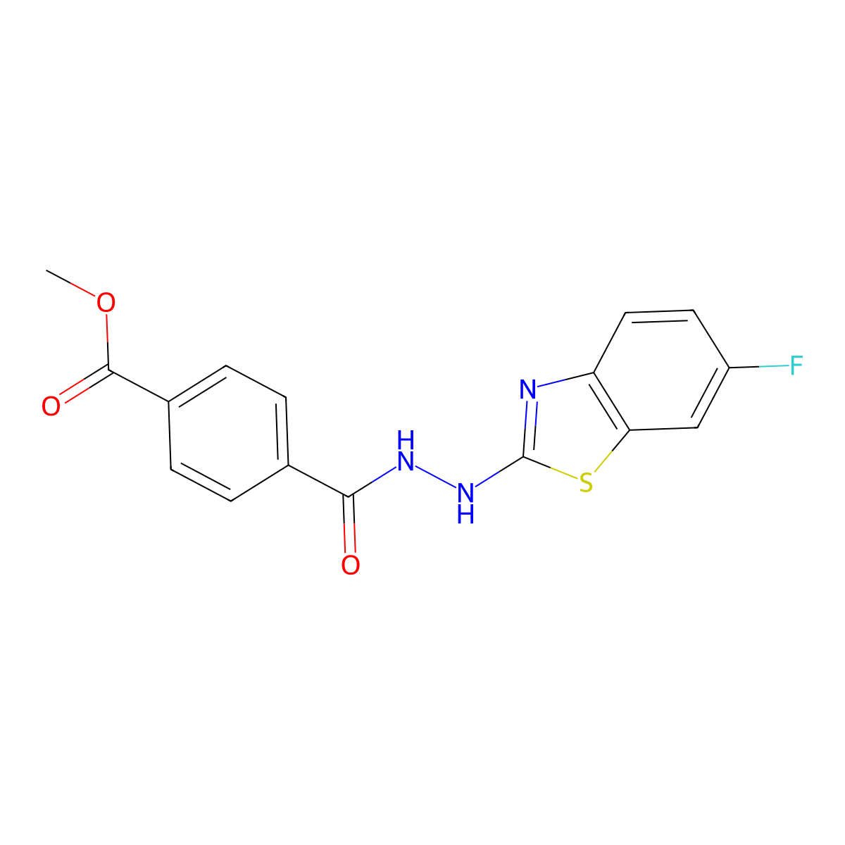 Methyl 4-(2-(6-fluorobenzo[d]thiazol-2-yl)hydrazinecarbonyl)benzoate molecular structure, CAS 851980-08-0