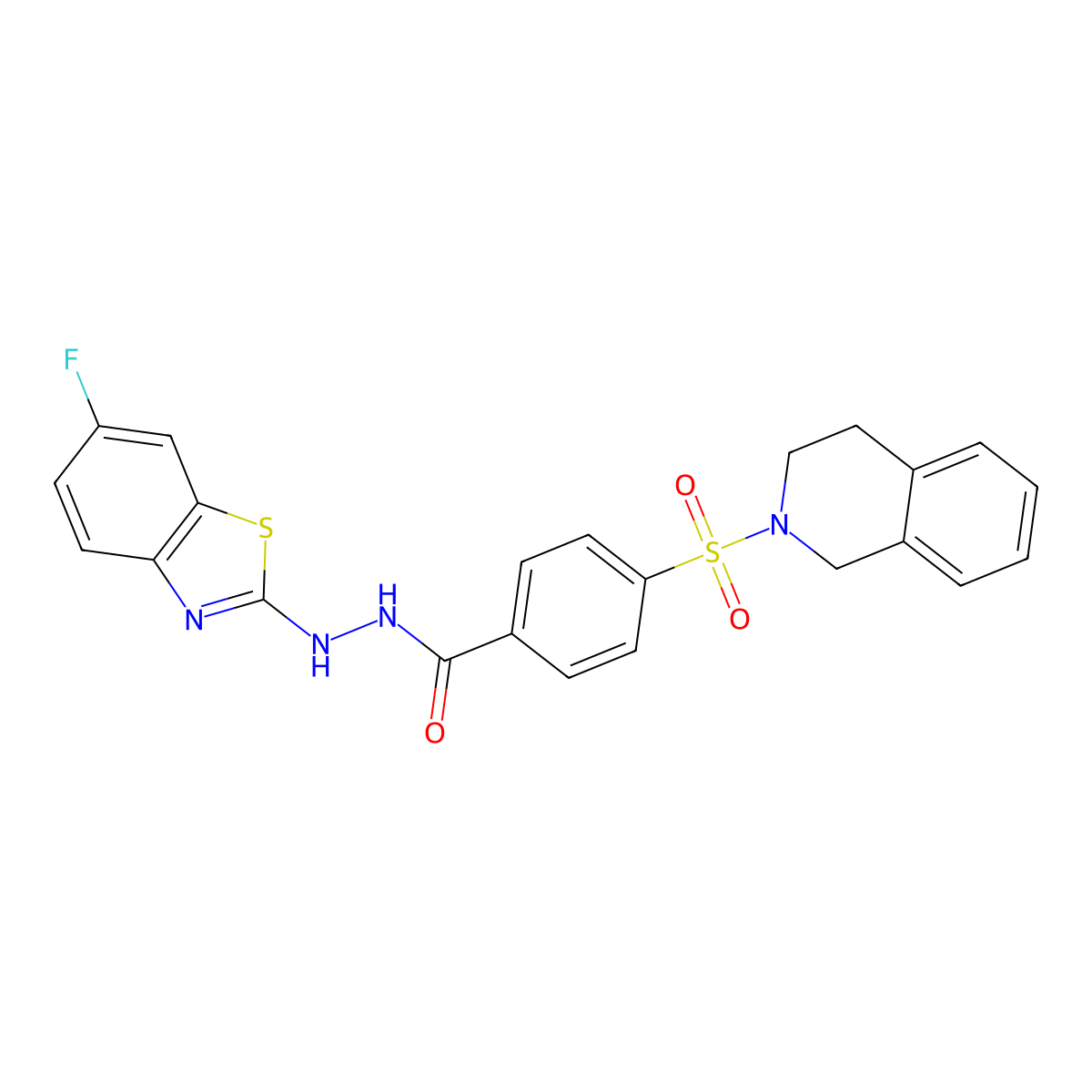 4-((3,4-dihydroisoquinolin-2(1H)-yl)sulfonyl)-N'-(6-fluorobenzo[d]thiazol-2-yl)benzohydrazide molecular structure, CAS 851980-09-1