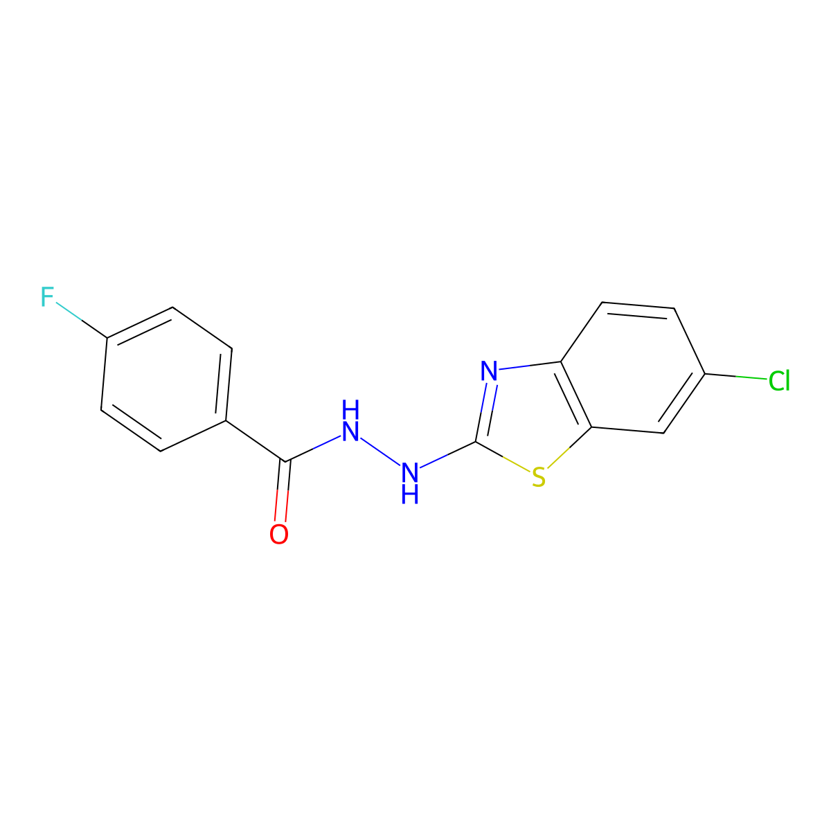 N'-(6-chloro-1,3-benzothiazol-2-yl)-4-fluorobenzohydrazide molecular structure, CAS 851980-12-6