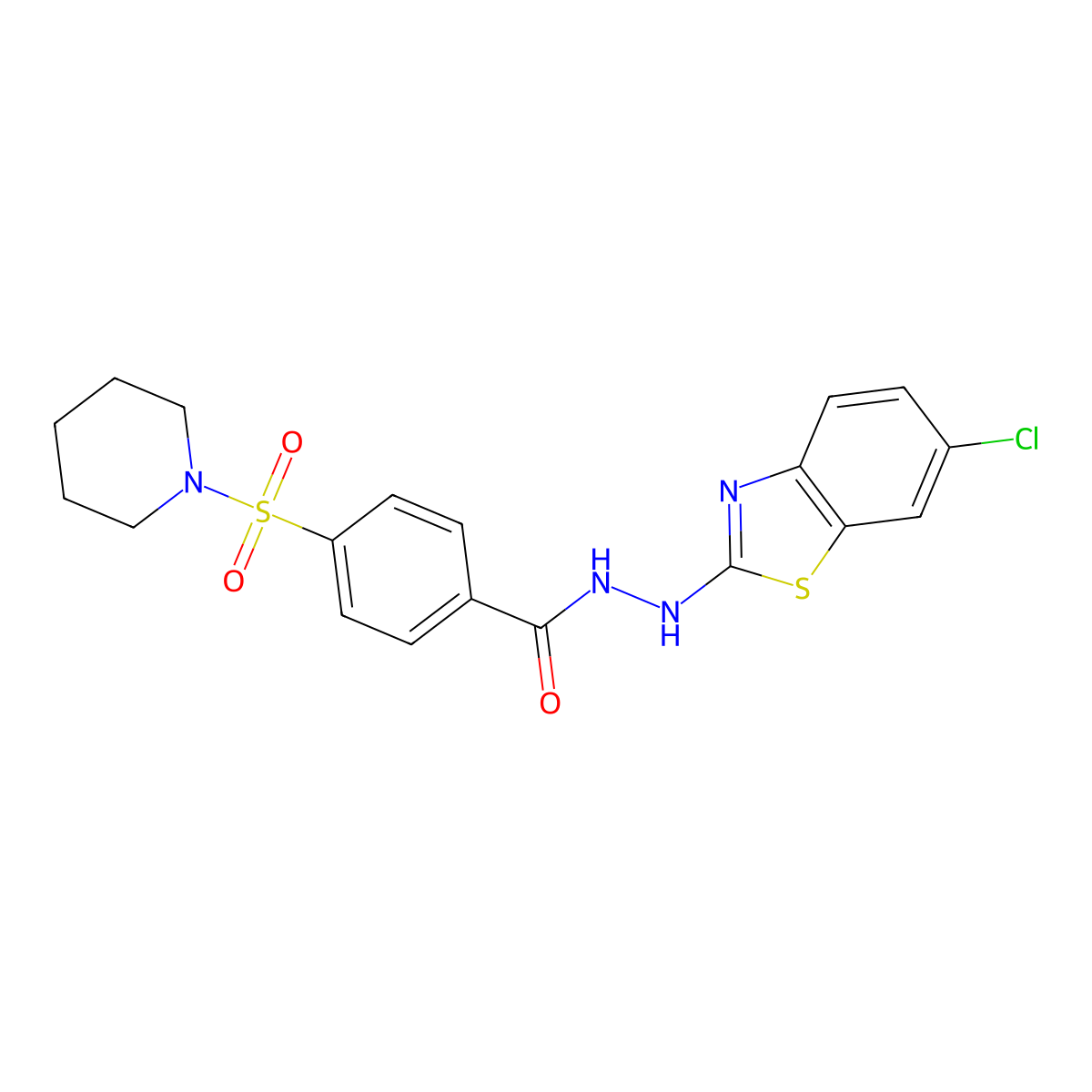 N'-(6-chlorobenzo[d]thiazol-2-yl)-4-(piperidin-1-ylsulfonyl)benzohydrazide molecular structure, CAS 851980-17-1