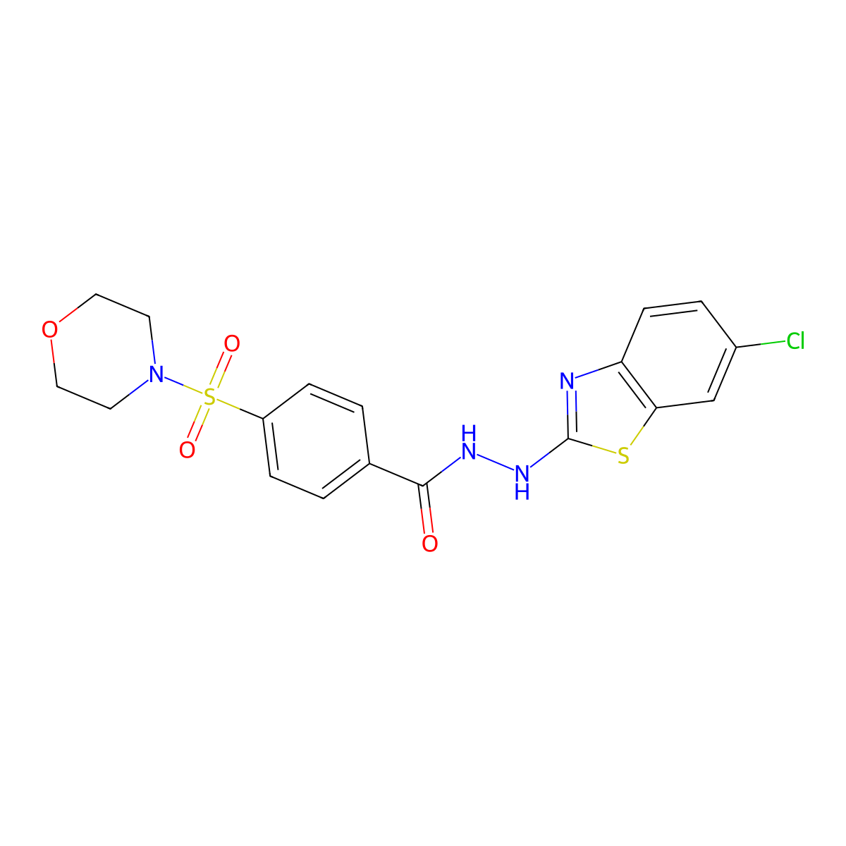 N'-(6-chlorobenzo[d]thiazol-2-yl)-4-(morpholinosulfonyl)benzohydrazide molecular structure, CAS 851980-18-2