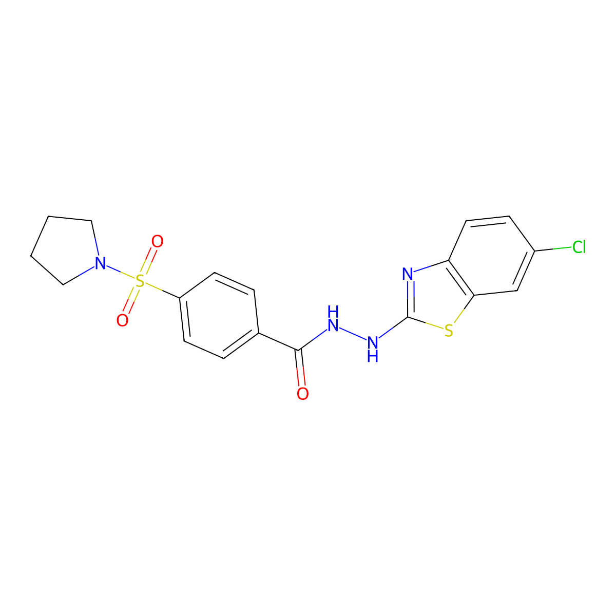 N'-(6-chloro-1,3-benzothiazol-2-yl)-4-(pyrrolidine-1-sulfonyl)benzohydrazide molecular structure, CAS 851980-19-3