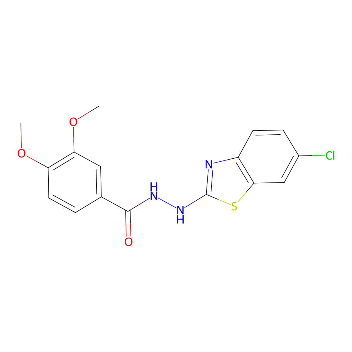 N'-(6-chloro-1,3-benzothiazol-2-yl)-3,4-dimethoxybenzohydrazide molecular structure, CAS 851980-21-7