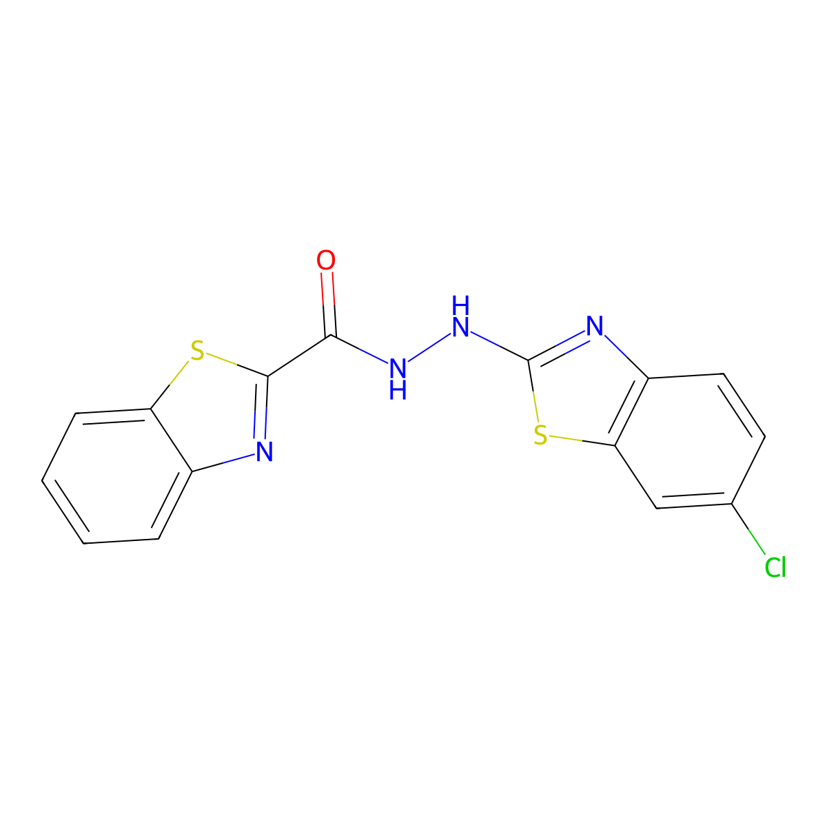 N'-(6-chloro-1,3-benzothiazol-2-yl)-1,3-benzothiazole-2-carbohydrazide molecular structure, CAS 851980-22-8