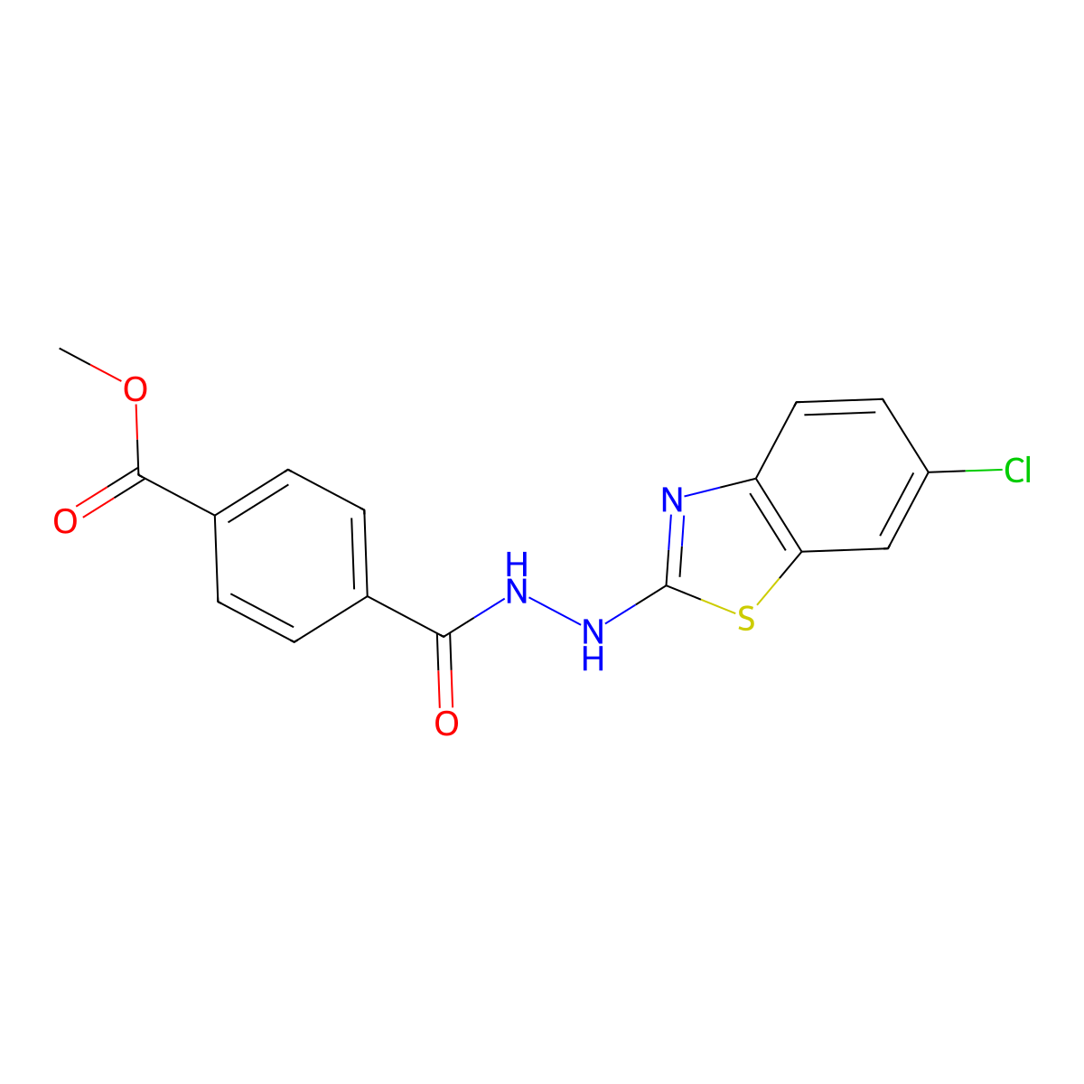 Methyl 4-(2-(6-chlorobenzo[d]thiazol-2-yl)hydrazinecarbonyl)benzoate molecular structure, CAS 851980-26-2