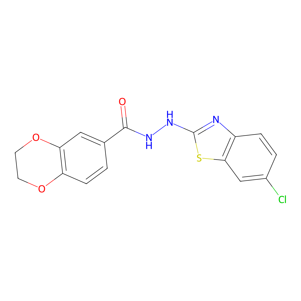 N'-(6-chloro-1,3-benzothiazol-2-yl)-2,3-dihydro-1,4-benzodioxine-6-carbohydrazide molecular structure, CAS 851980-28-4