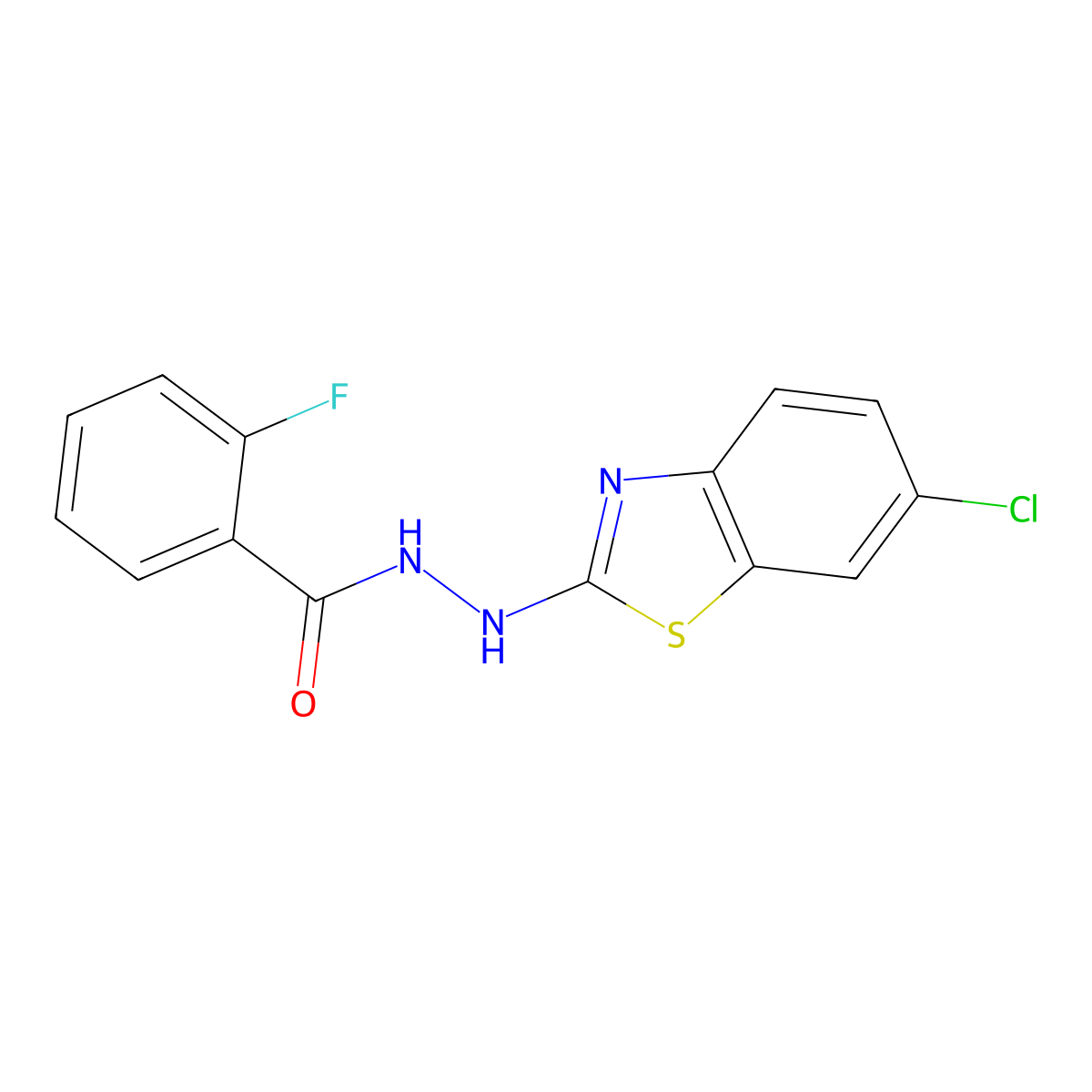 N'-(6-chloro-1,3-benzothiazol-2-yl)-2-fluorobenzohydrazide molecular structure, CAS 851980-31-9