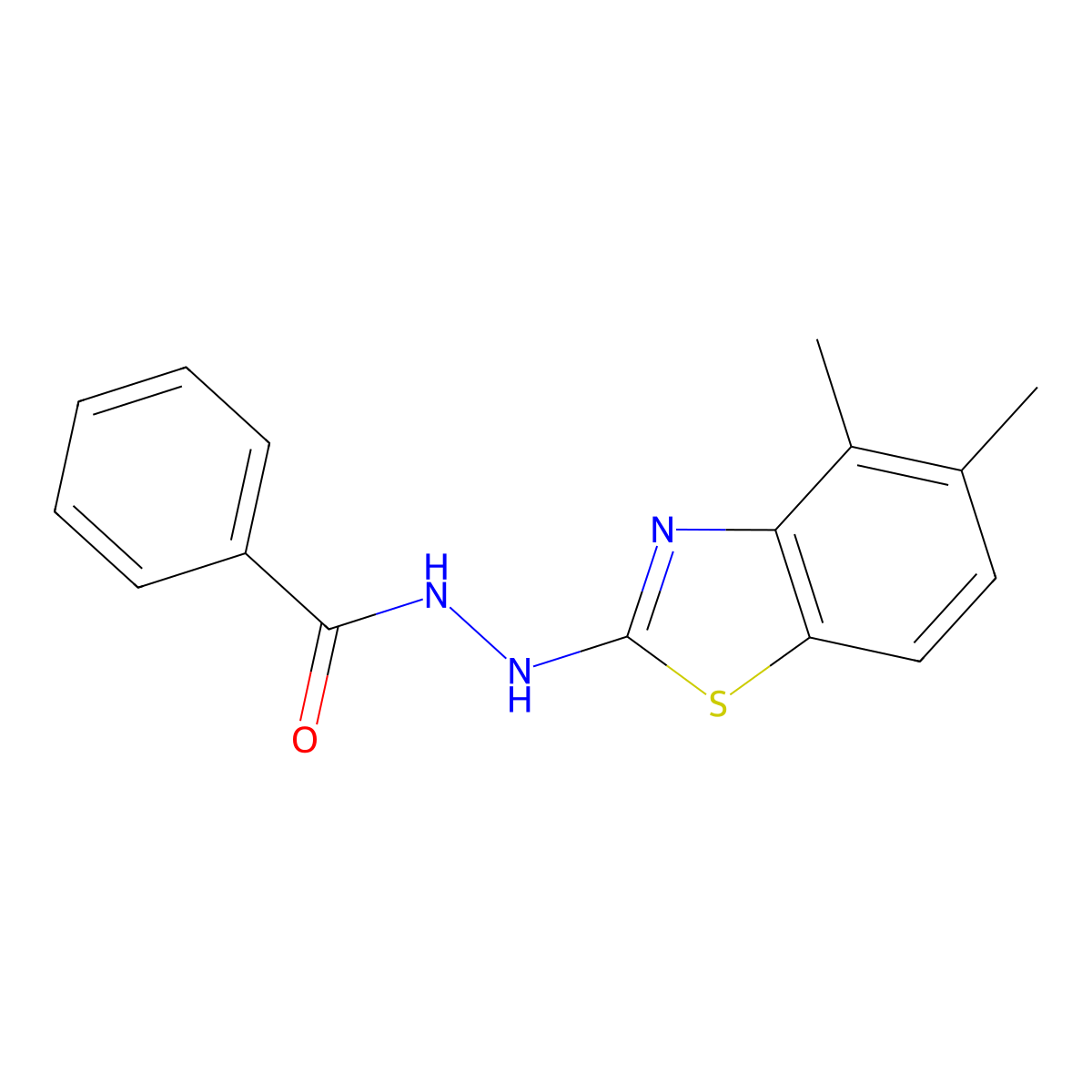 N'-(4,5-dimethyl-1,3-benzothiazol-2-yl)benzohydrazide molecular structure, CAS 851980-33-1