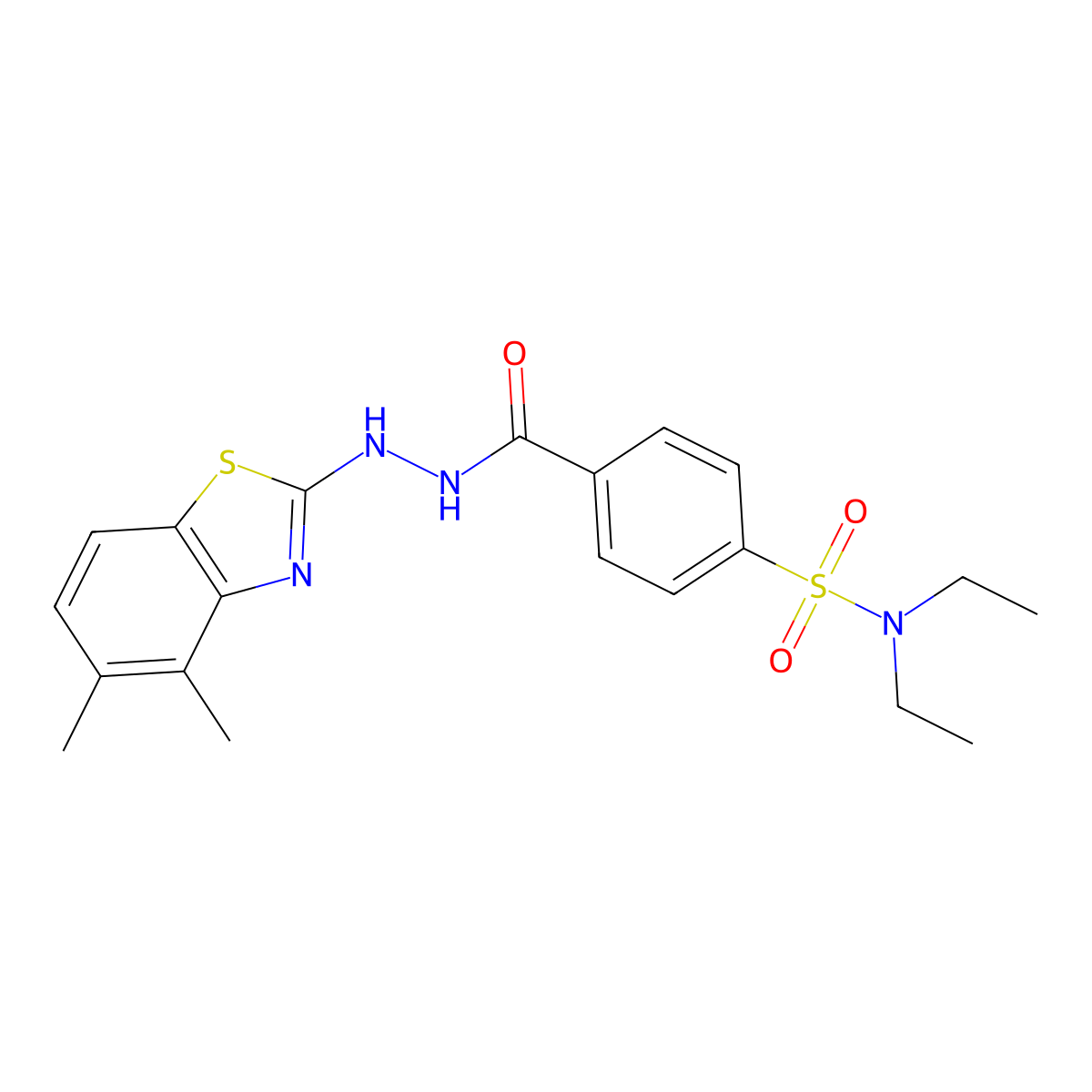 4-(2-(4,5-dimethylbenzo[d]thiazol-2-yl)hydrazinecarbonyl)-N,N-diethylbenzenesulfonamide molecular structure, CAS 851980-34-2