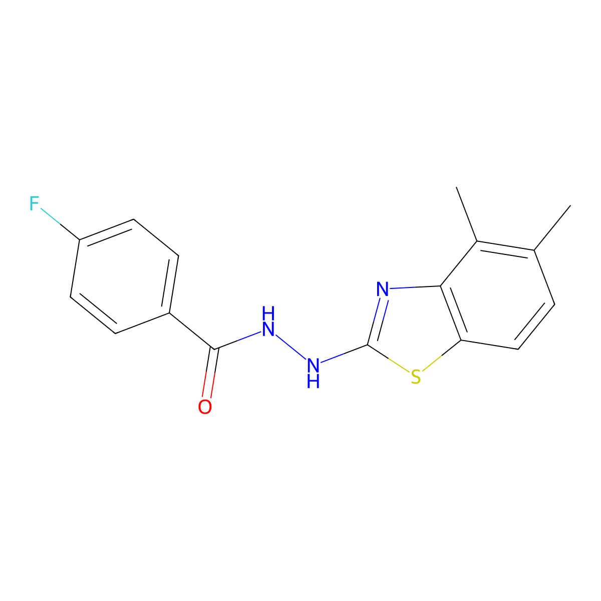 N'-(4,5-dimethylbenzo[d]thiazol-2-yl)-4-fluorobenzohydrazide molecular structure, CAS 851980-35-3