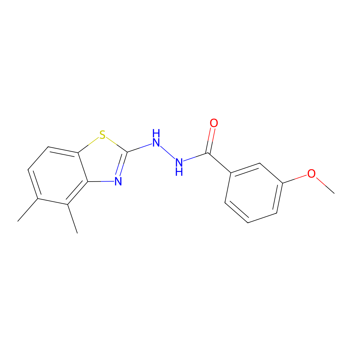 N'-(4,5-dimethyl-1,3-benzothiazol-2-yl)-3-methoxybenzohydrazide molecular structure, CAS 851980-37-5