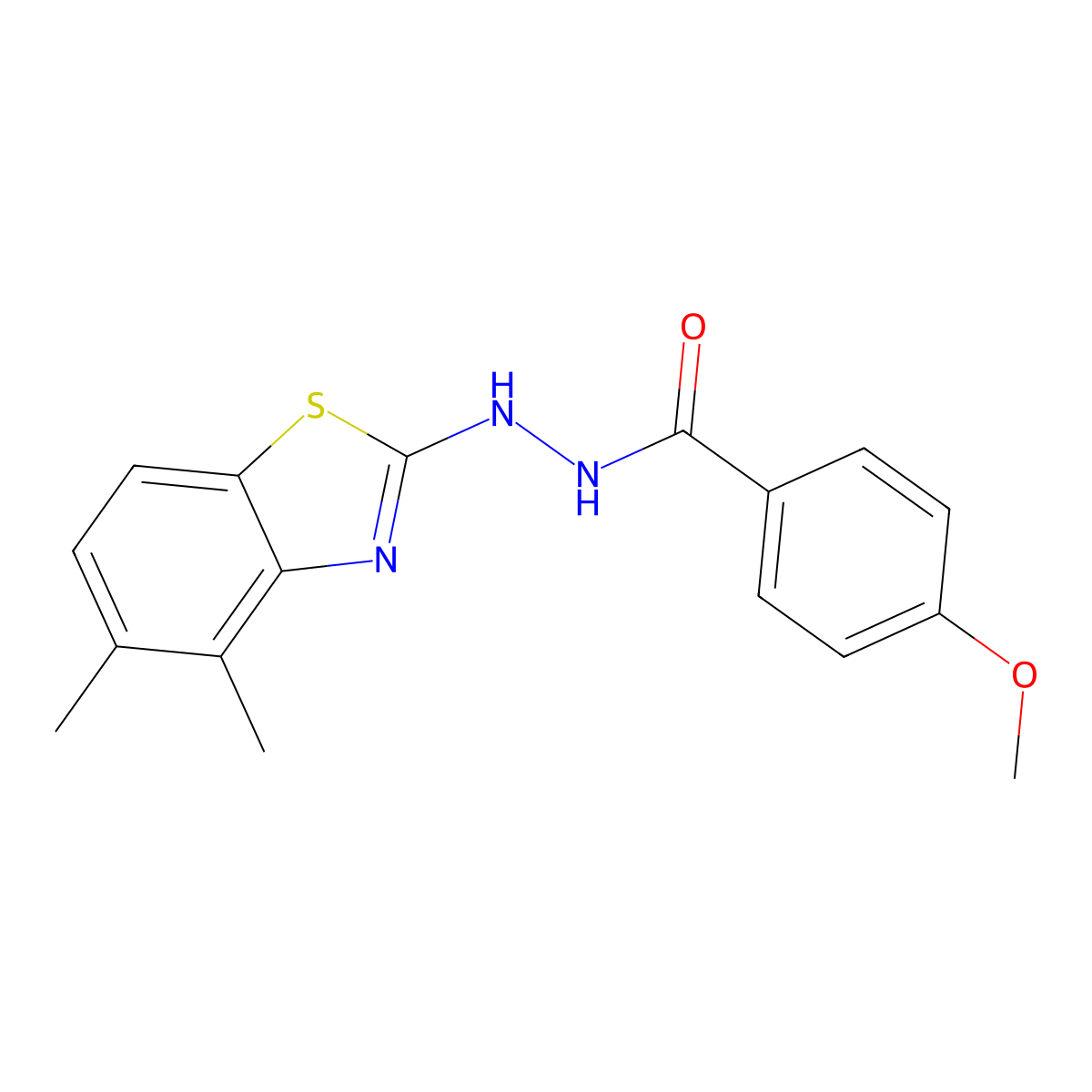 N'-(4,5-dimethyl-1,3-benzothiazol-2-yl)-4-methoxybenzohydrazide molecular structure, CAS 851980-38-6