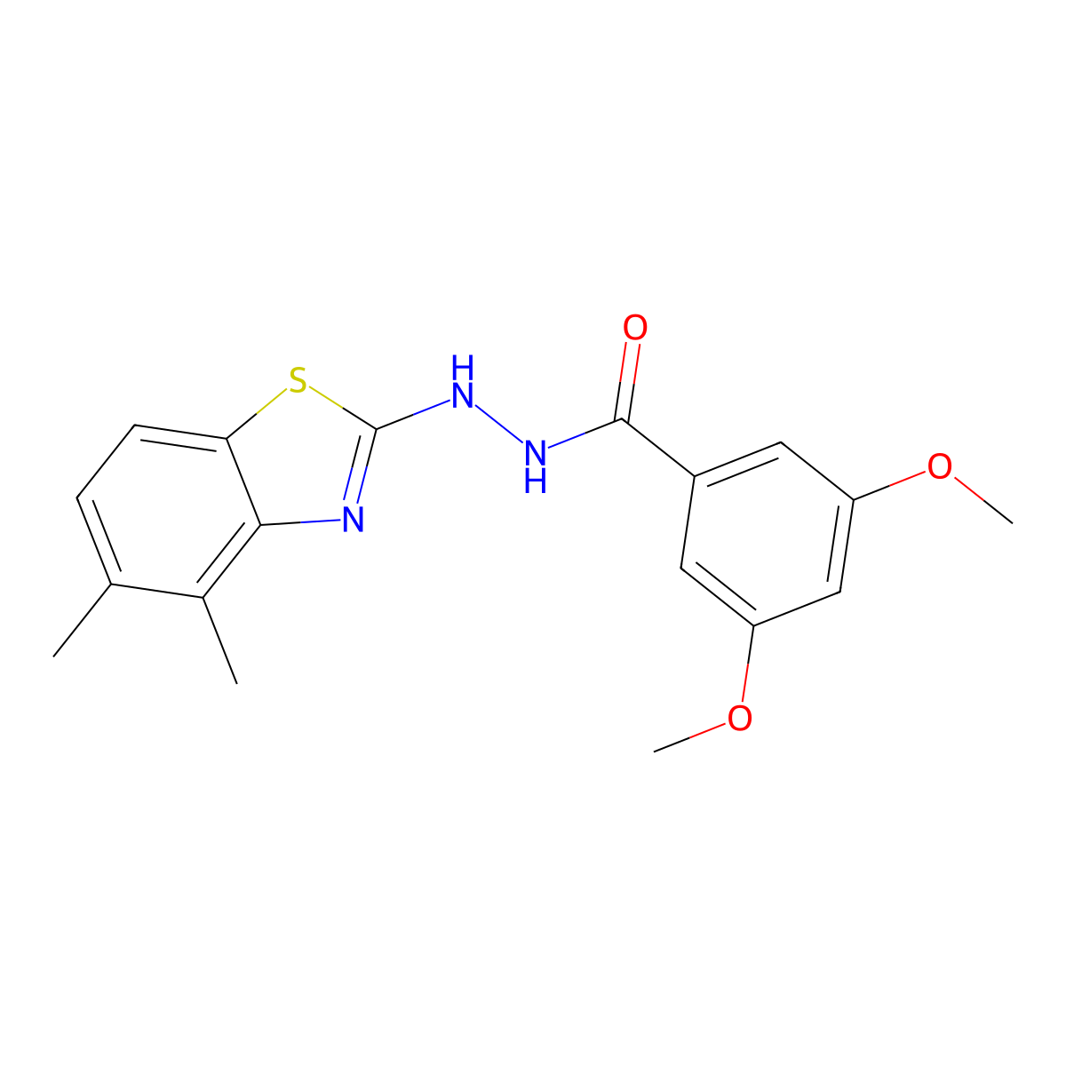 N'-(4,5-dimethyl-1,3-benzothiazol-2-yl)-3,5-dimethoxybenzohydrazide molecular structure, CAS 851980-39-7