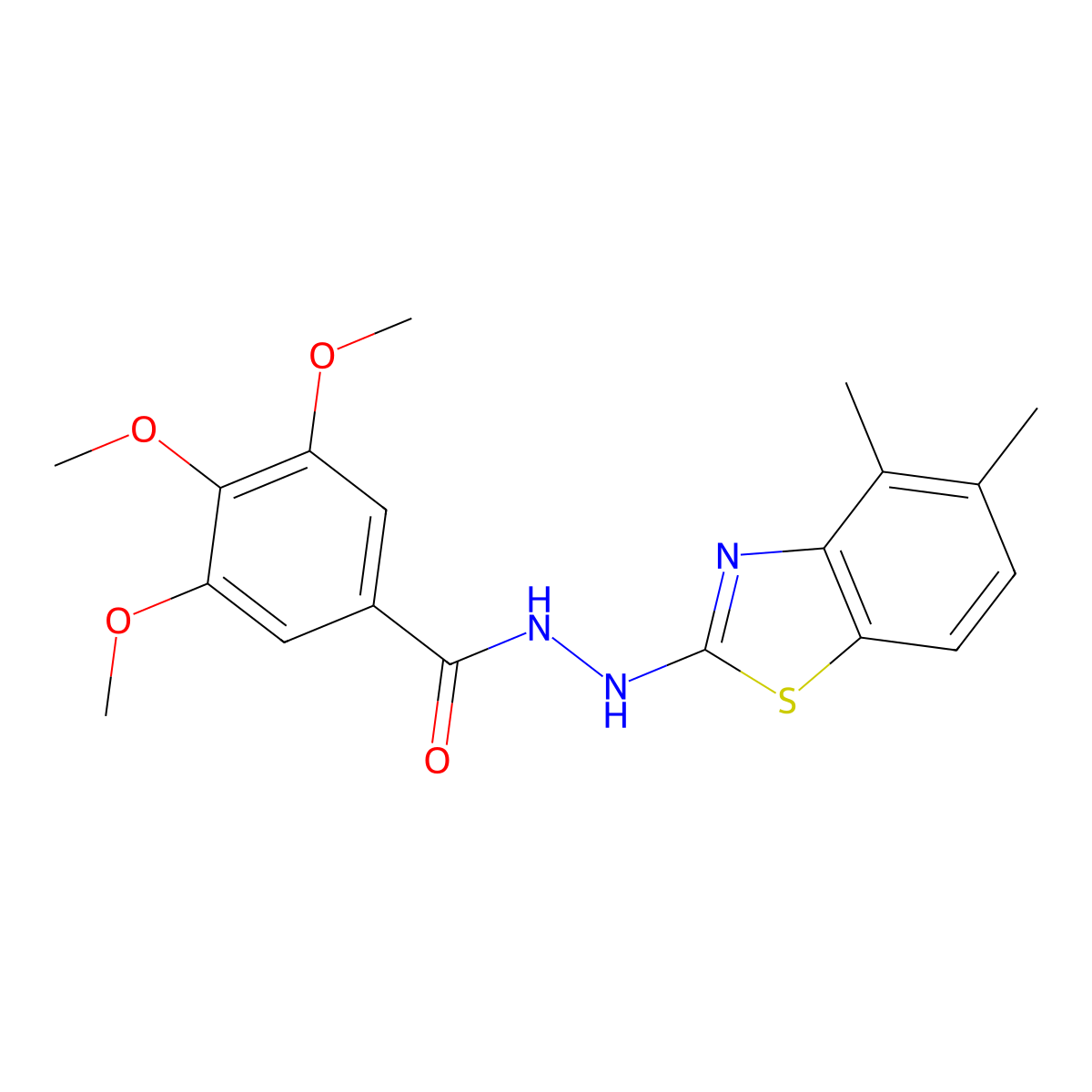 N'-(4,5-dimethyl-1,3-benzothiazol-2-yl)-3,4,5-trimethoxybenzohydrazide molecular structure, CAS 851980-42-2