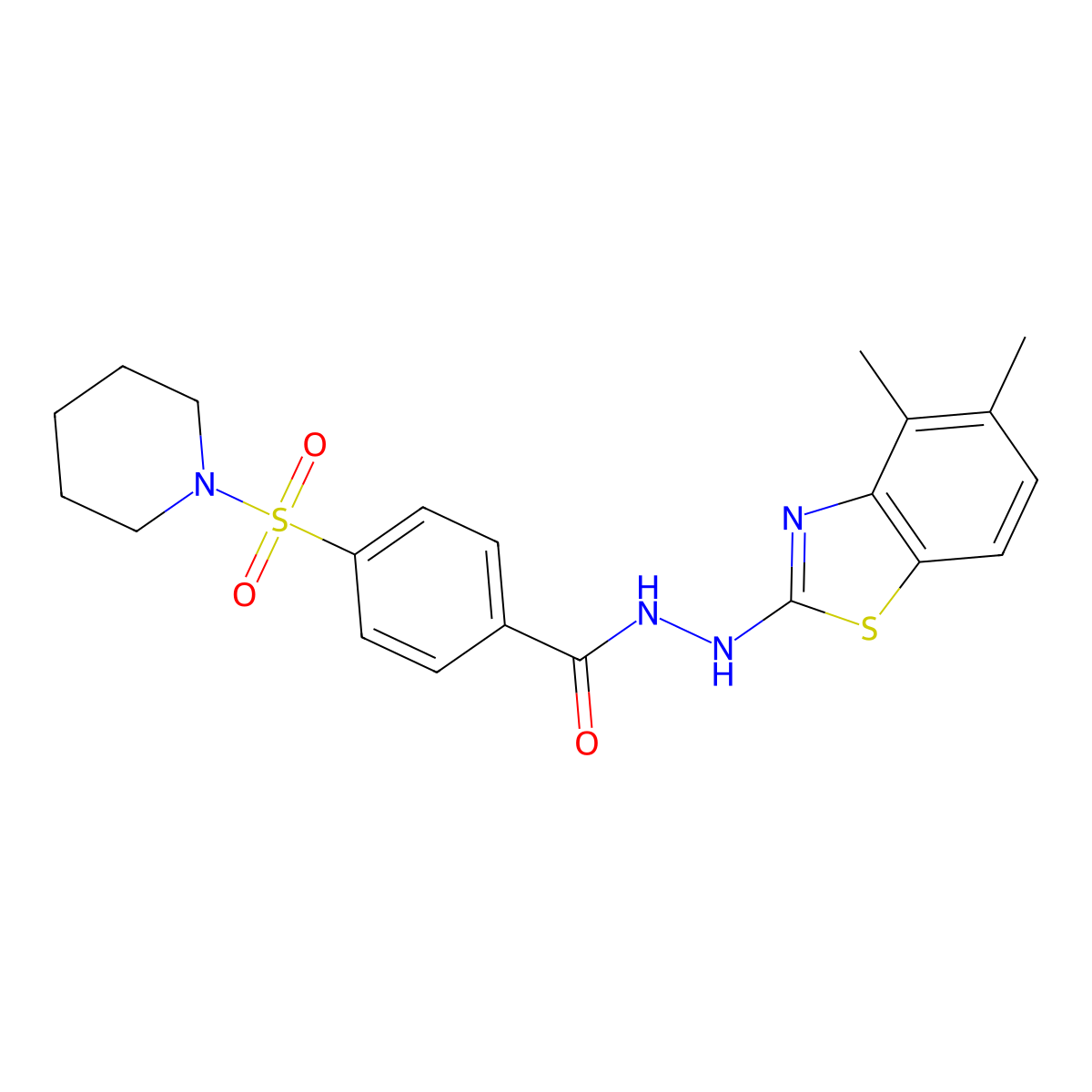 N'-(4,5-dimethylbenzo[d]thiazol-2-yl)-4-(piperidin-1-ylsulfonyl)benzohydrazide molecular structure, CAS 851980-43-3