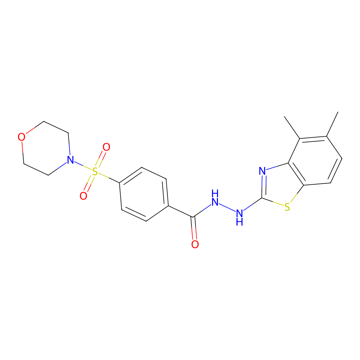 N'-(4,5-dimethylbenzo[d]thiazol-2-yl)-4-(morpholinosulfonyl)benzohydrazide molecular structure, CAS 851980-44-4