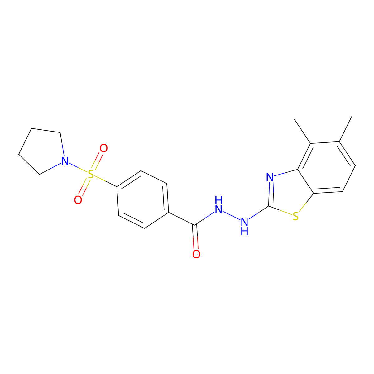 N'-(4,5-dimethylbenzo[d]thiazol-2-yl)-4-(pyrrolidin-1-ylsulfonyl)benzohydrazide molecular structure, CAS 851980-45-5