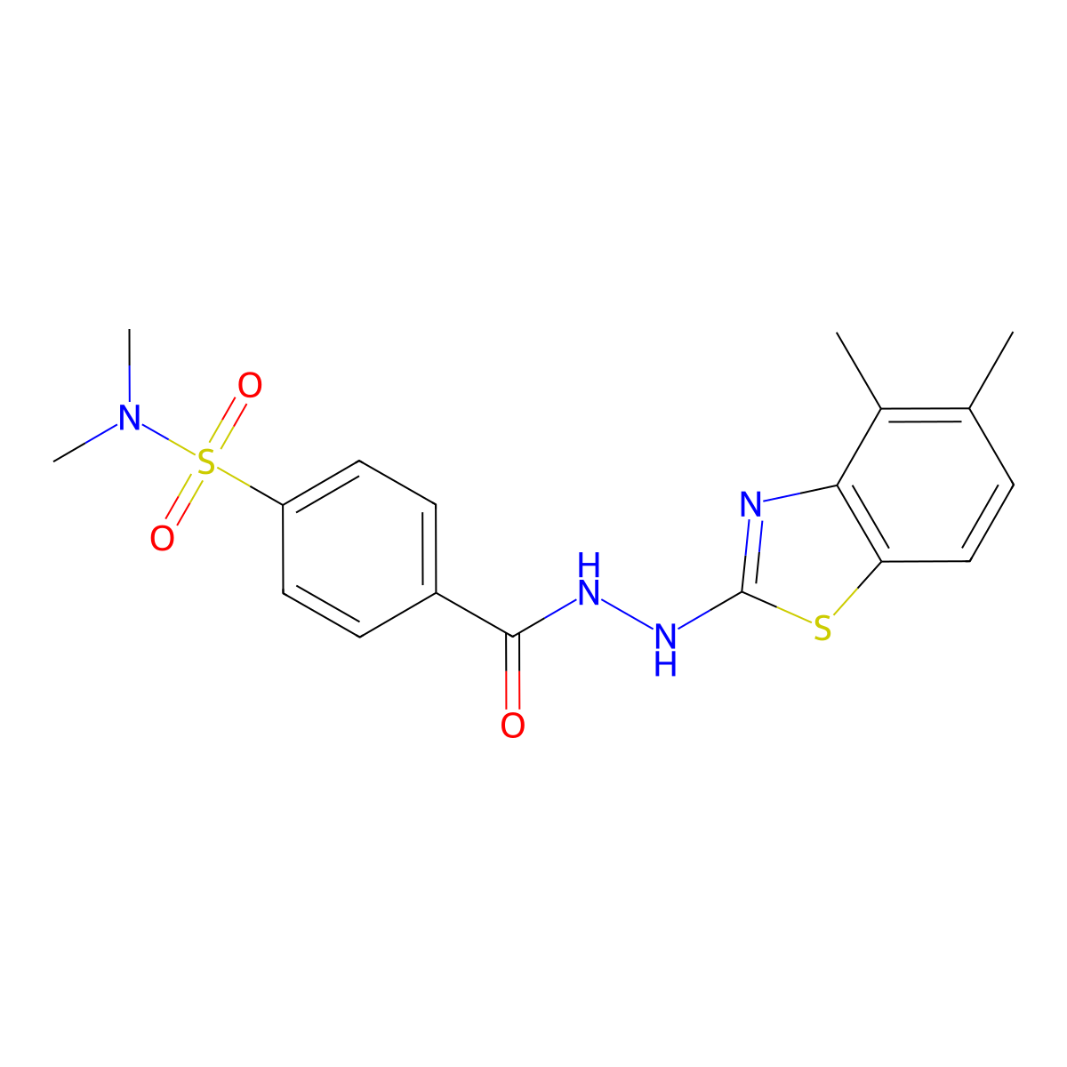 4-(2-(4,5-dimethylbenzo[d]thiazol-2-yl)hydrazinecarbonyl)-N,N-dimethylbenzenesulfonamide molecular structure, CAS 851980-46-6