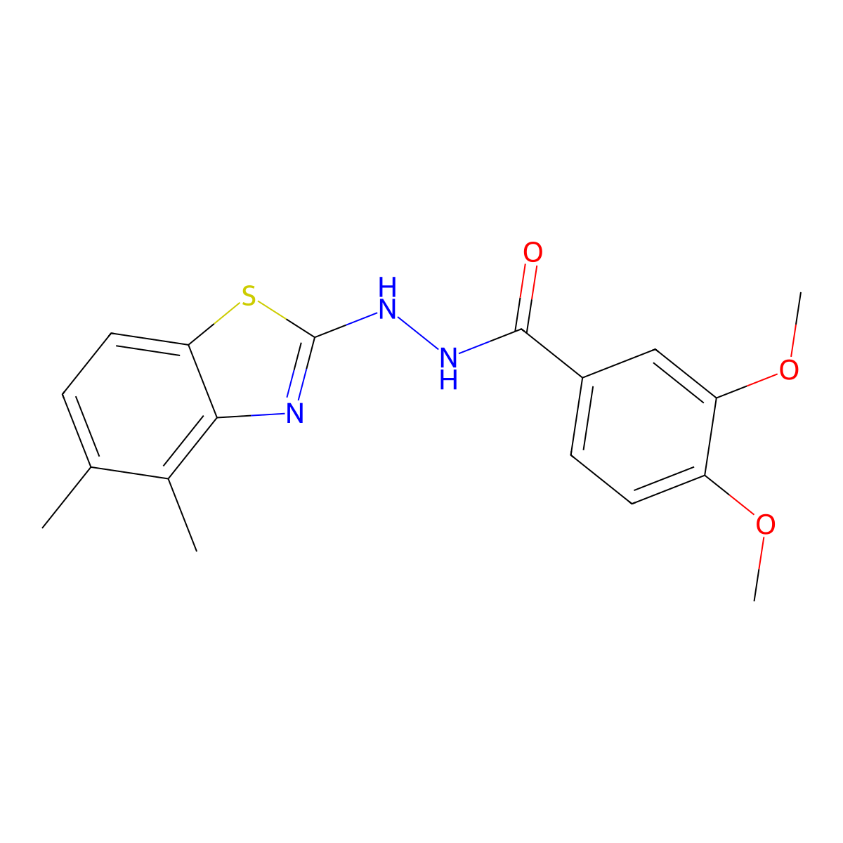 N'-(4,5-dimethyl-1,3-benzothiazol-2-yl)-3,4-dimethoxybenzohydrazide molecular structure, CAS 851980-47-7