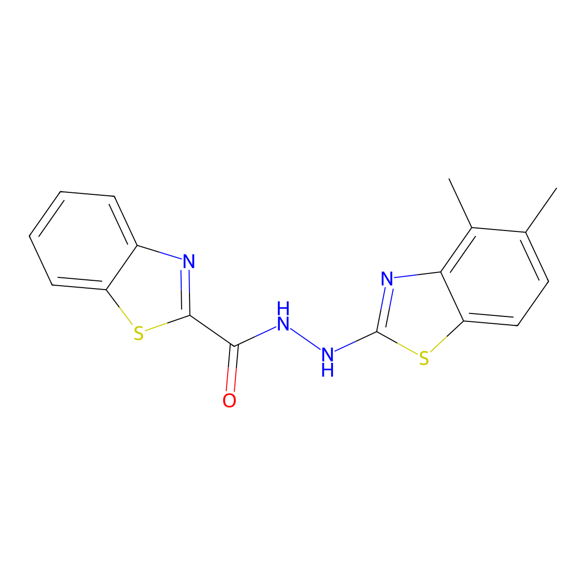 N'-(4,5-dimethyl-1,3-benzothiazol-2-yl)-1,3-benzothiazole-2-carbohydrazide molecular structure, CAS 851980-48-8