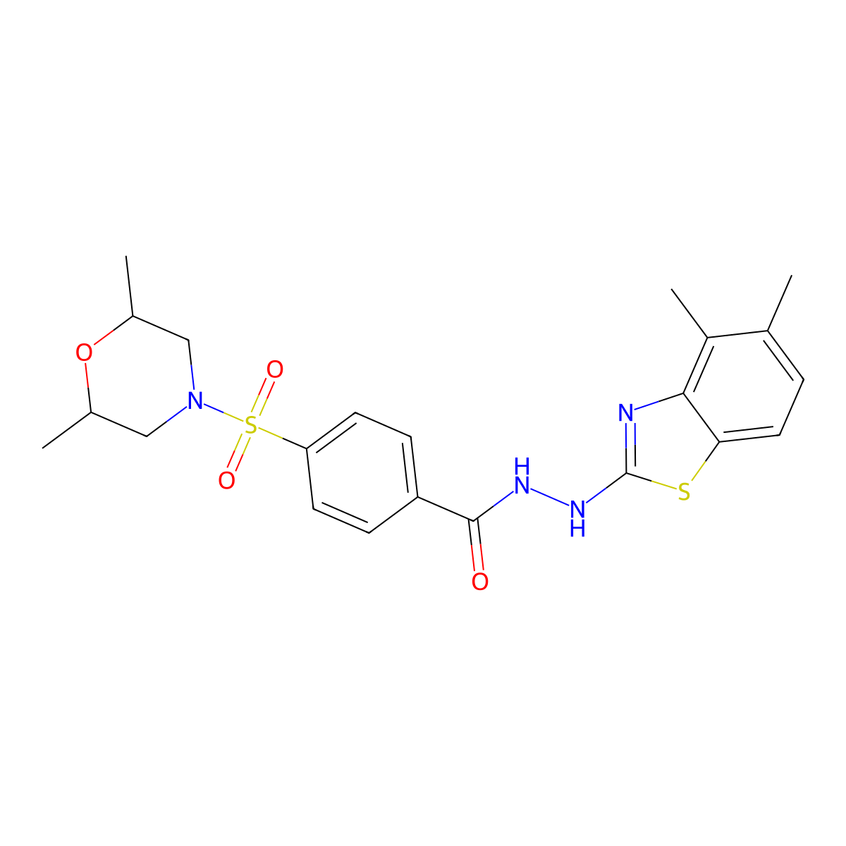 N'-(4,5-dimethylbenzo[d]thiazol-2-yl)-4-((2,6-dimethylmorpholino)sulfonyl)benzohydrazide molecular structure, CAS 851980-49-9