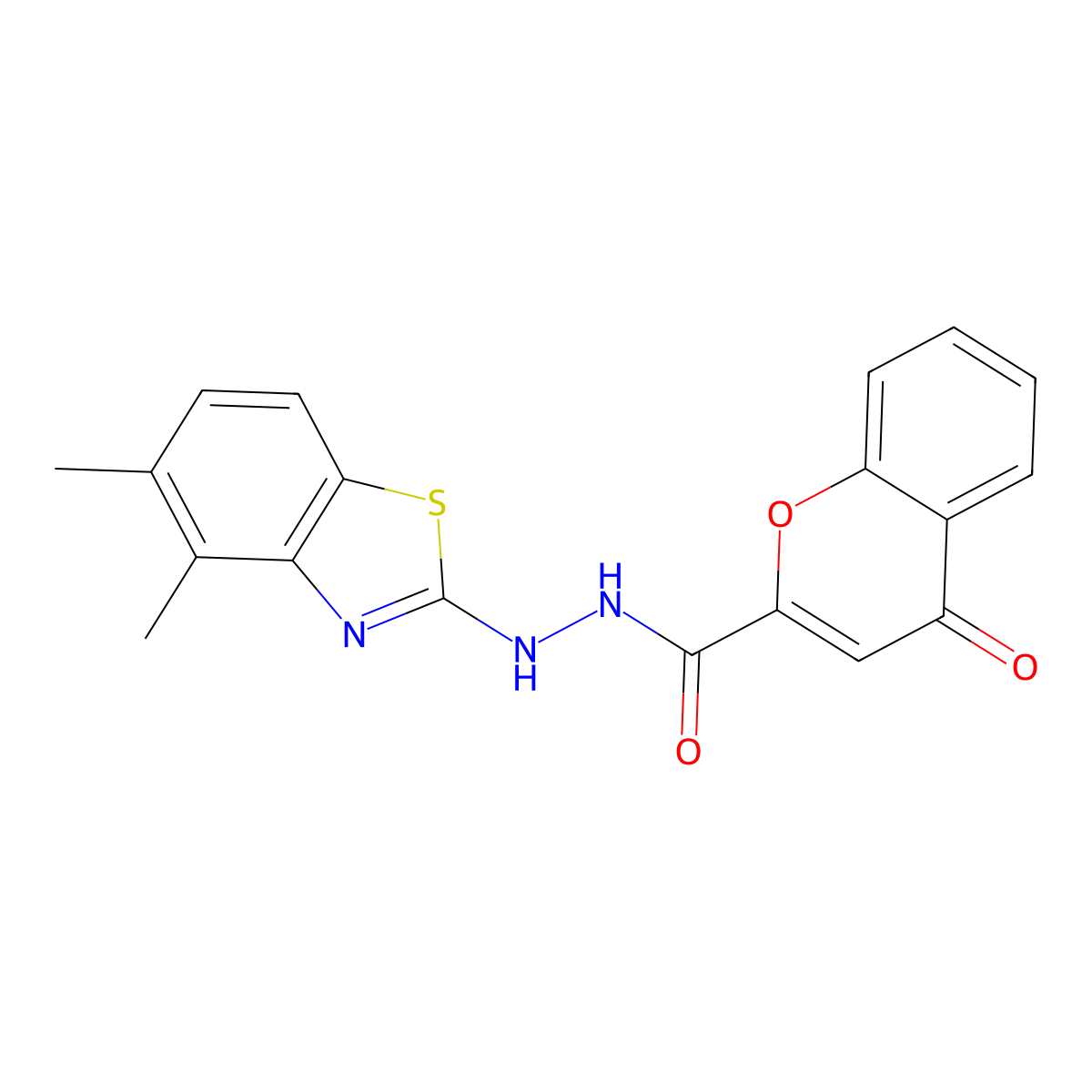 N'-(4,5-dimethyl-1,3-benzothiazol-2-yl)-4-oxochromene-2-carbohydrazide molecular structure, CAS 851980-51-3