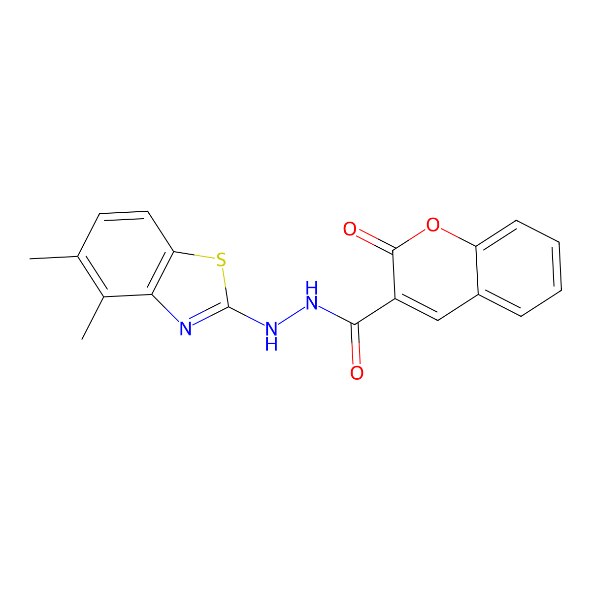 N'-(4,5-dimethylbenzo[d]thiazol-2-yl)-2-oxo-2H-chromene-3-carbohydrazide molecular structure, CAS 851980-52-4