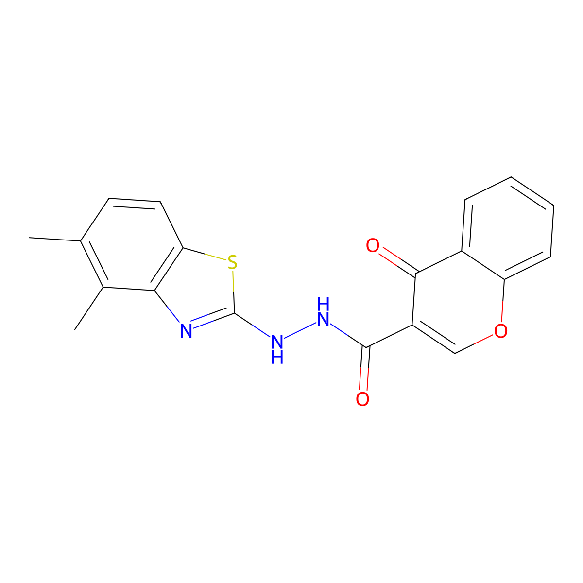N'-(4,5-dimethylbenzo[d]thiazol-2-yl)-4-oxo-4H-chromene-3-carbohydrazide molecular structure, CAS 851980-58-0