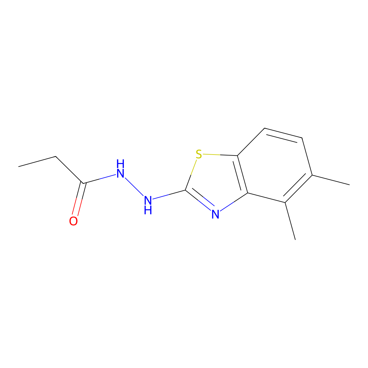 N'-(4,5-dimethyl-1,3-benzothiazol-2-yl)propanehydrazide molecular structure, CAS 851980-63-7