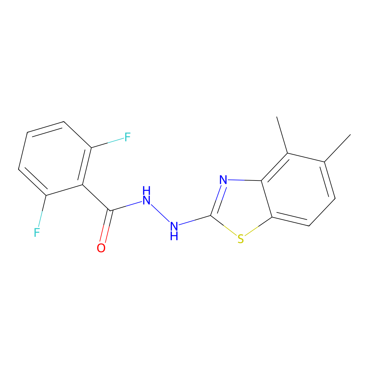 N'-(4,5-dimethyl-1,3-benzothiazol-2-yl)-2,6-difluorobenzohydrazide molecular structure, CAS 851980-65-9