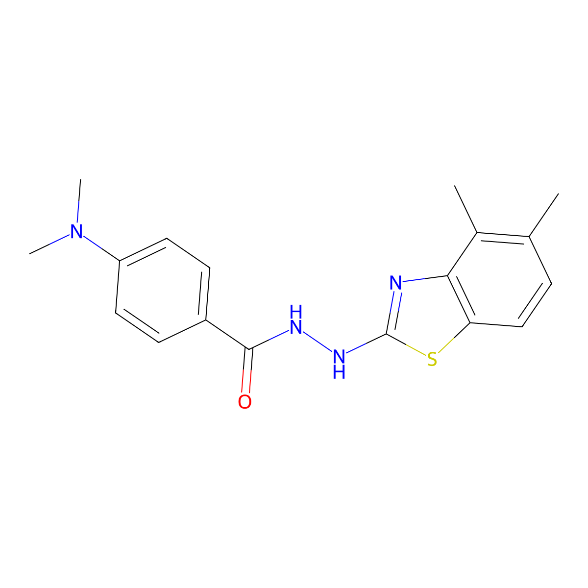 4-(dimethylamino)-N'-(4,5-dimethylbenzo[d]thiazol-2-yl)benzohydrazide molecular structure, CAS 851980-66-0
