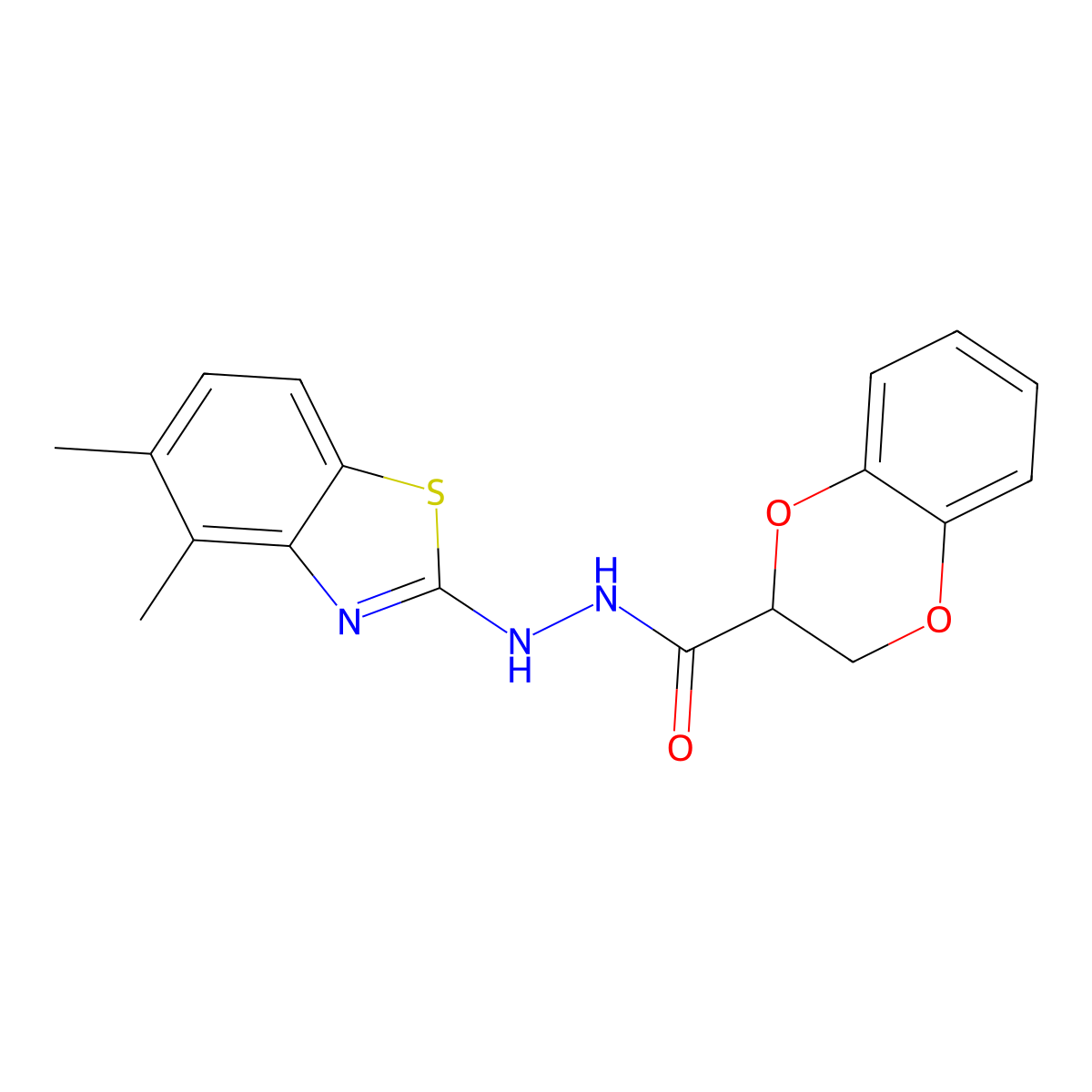 N'-(4,5-dimethylbenzo[d]thiazol-2-yl)-2,3-dihydrobenzo[b][1,4]dioxine-2-carbohydrazide molecular structure, CAS 851980-67-1
