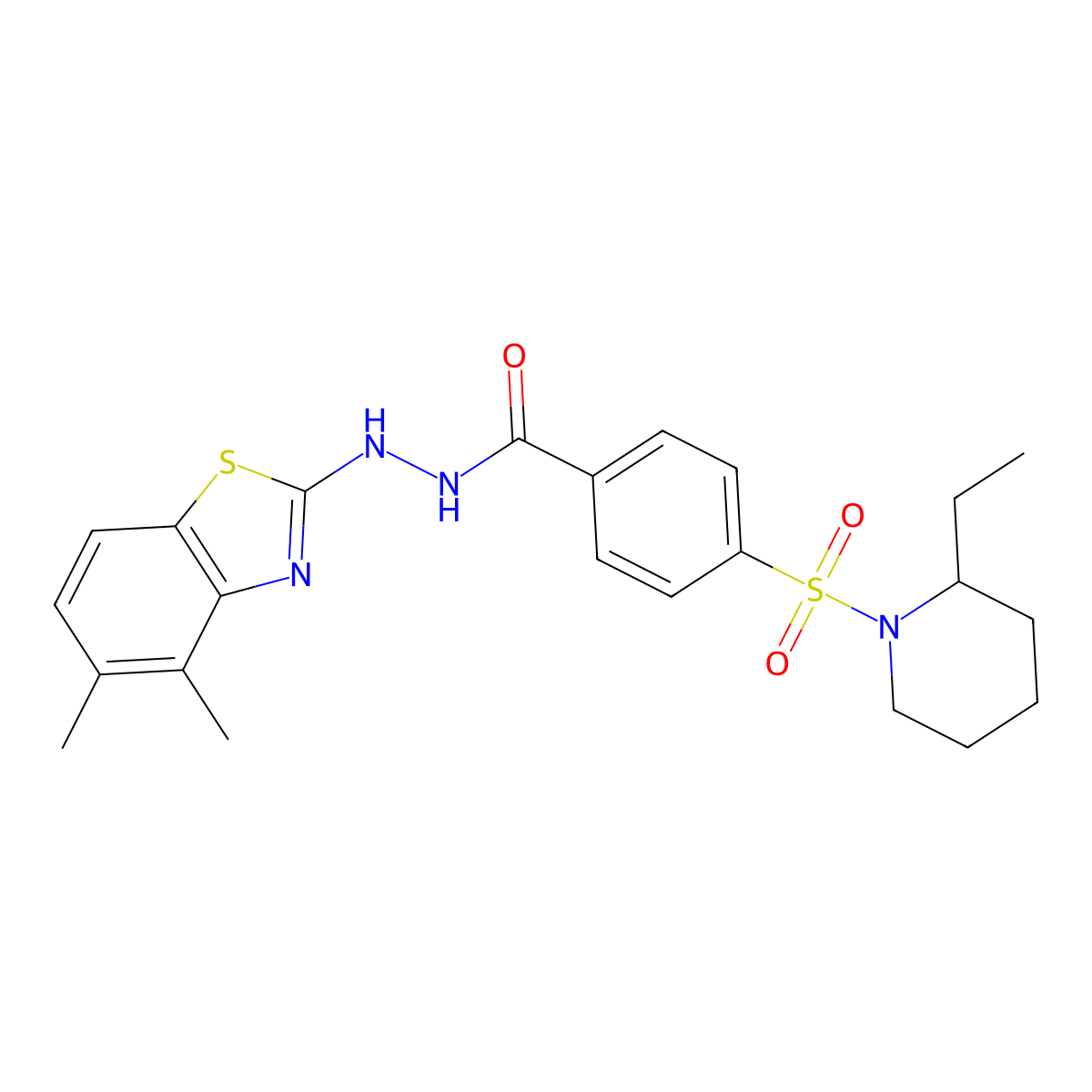 N'-(4,5-dimethylbenzo[d]thiazol-2-yl)-4-((2-ethylpiperidin-1-yl)sulfonyl)benzohydrazide molecular structure, CAS 851980-68-2