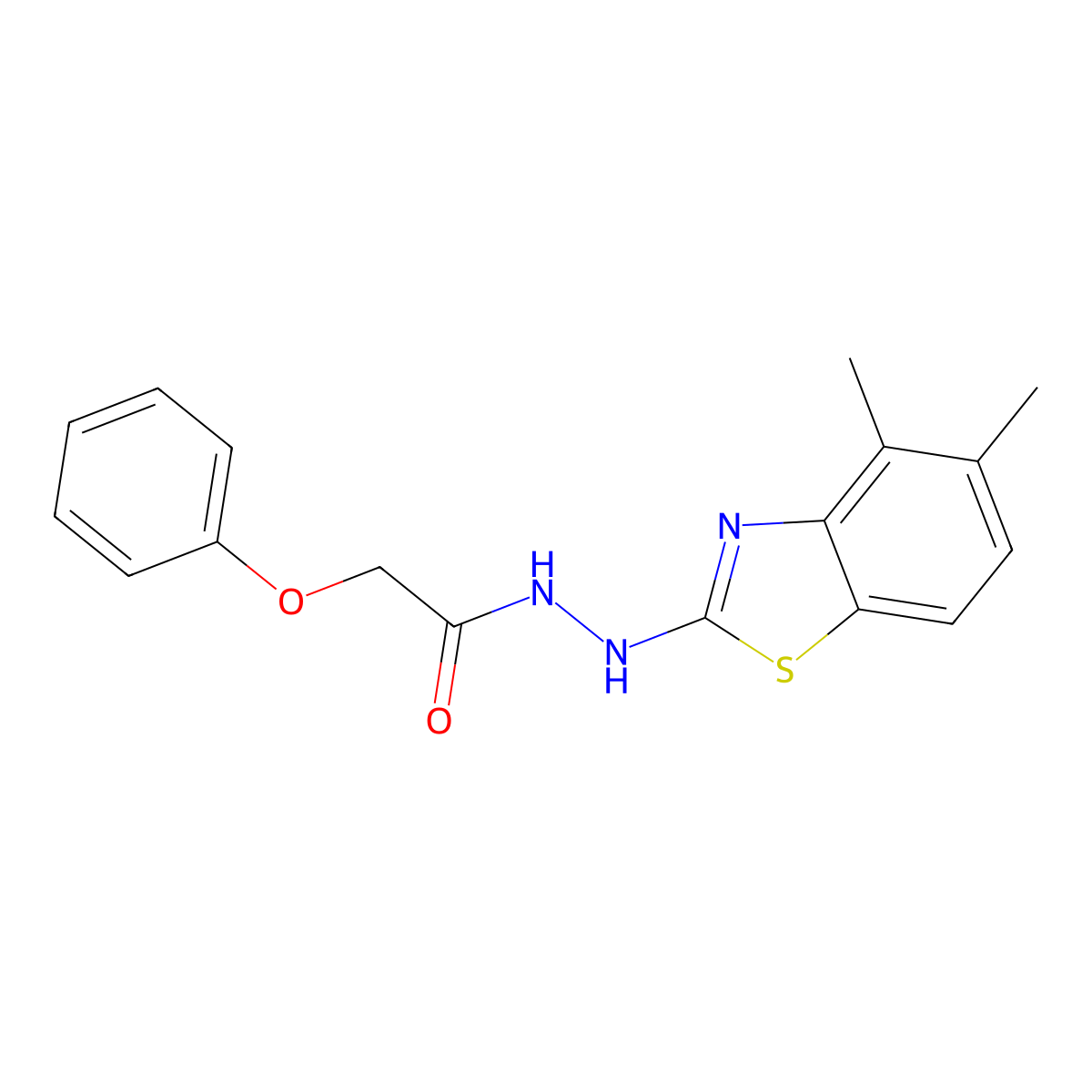 N'-(4,5-dimethyl-1,3-benzothiazol-2-yl)-2-phenoxyacetohydrazide molecular structure, CAS 851980-71-7