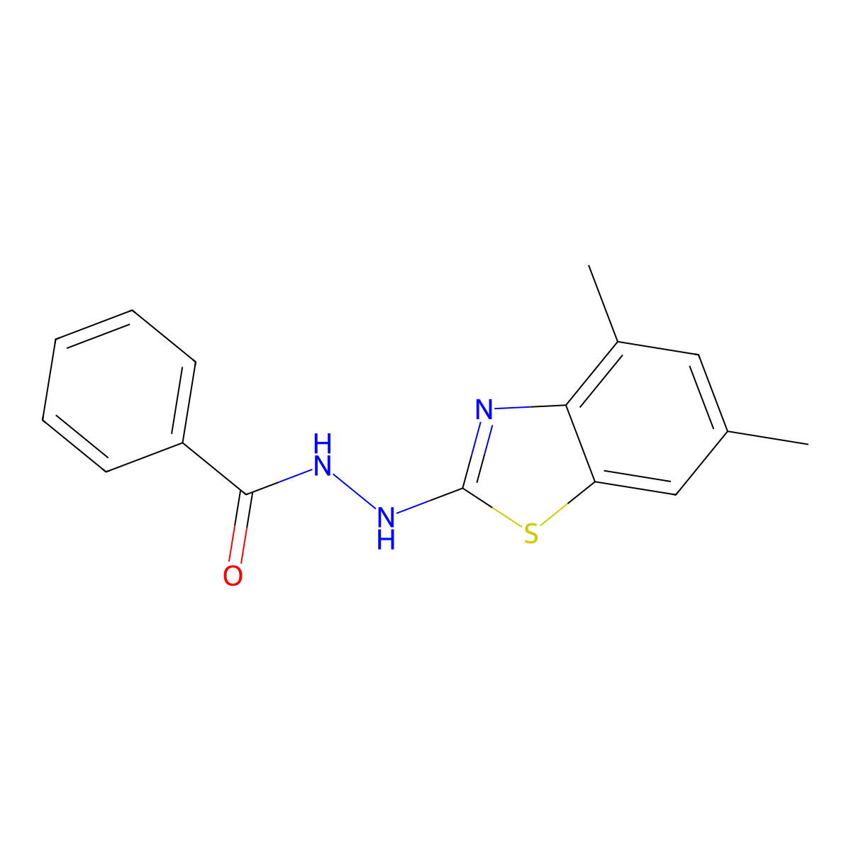 N'-(4,6-dimethyl-1,3-benzothiazol-2-yl)benzohydrazide molecular structure, CAS 851980-72-8